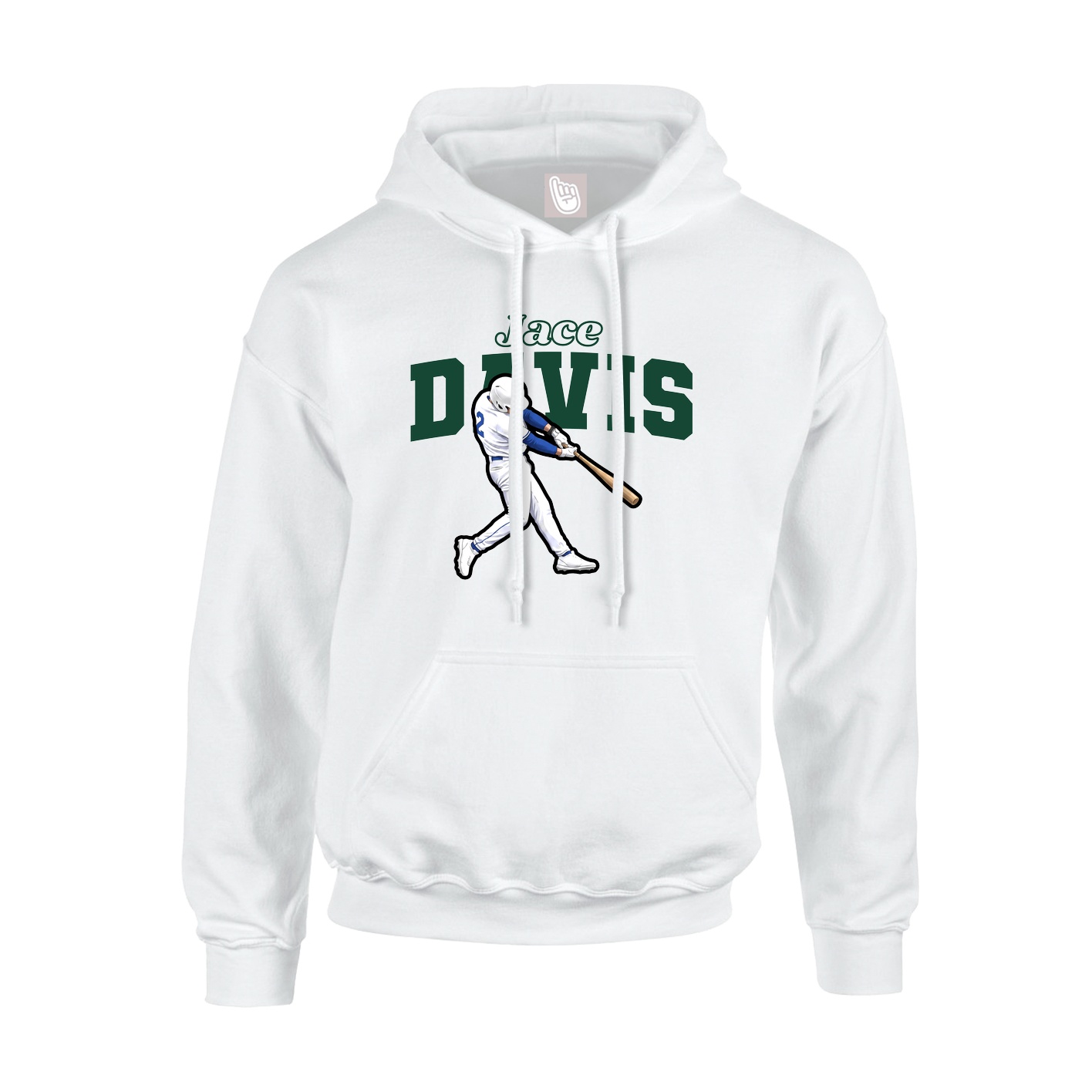 Youth Hoodie — Name Arch in White