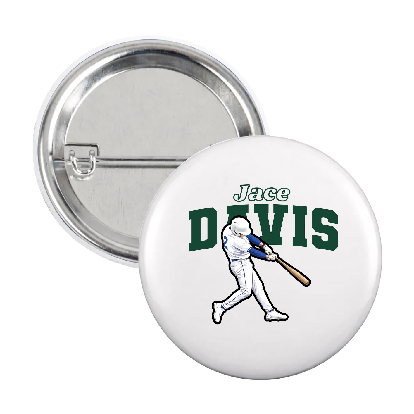 Game Day Button — Name Arch in White