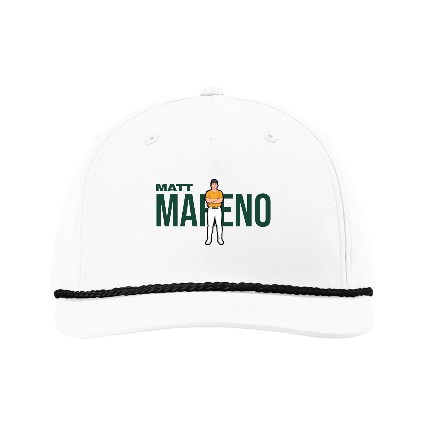 Five-Panel Classic Rope Cap — Player Name in White