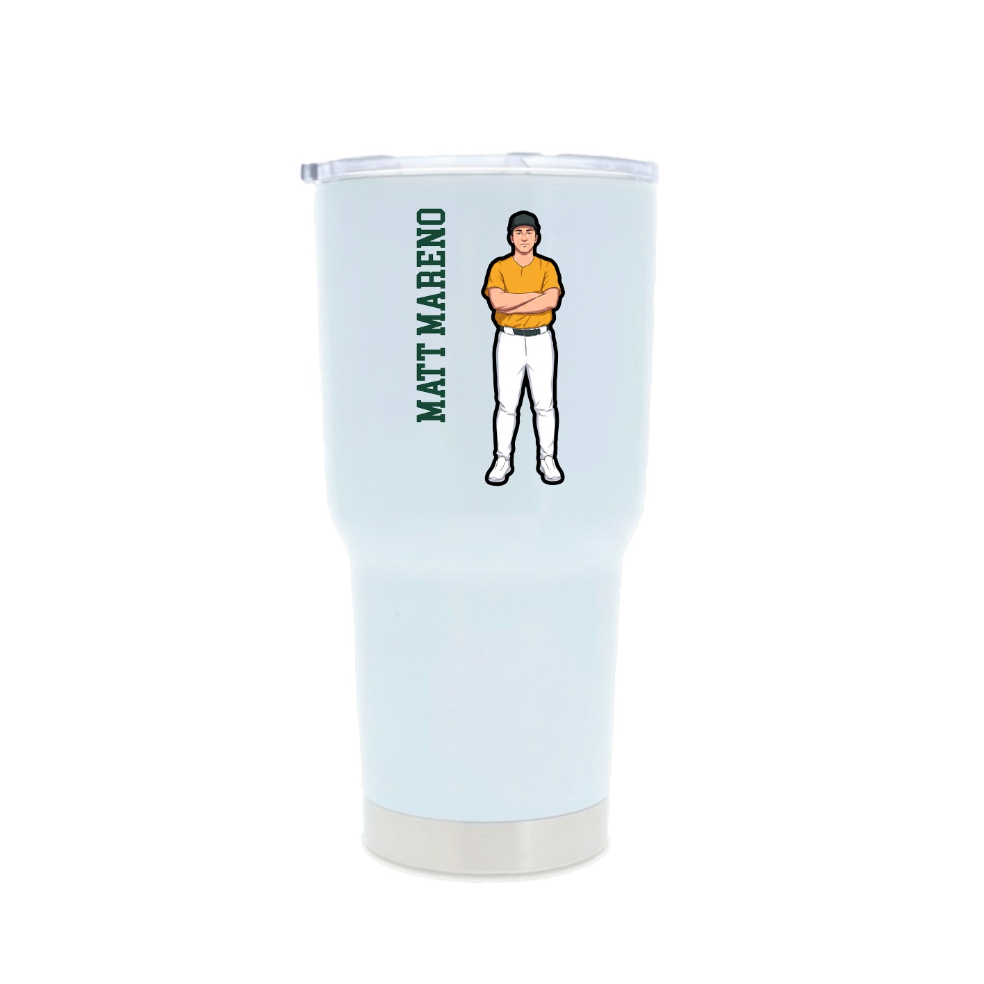 30oz Stainless Steel Tumbler — Name Vertical in White