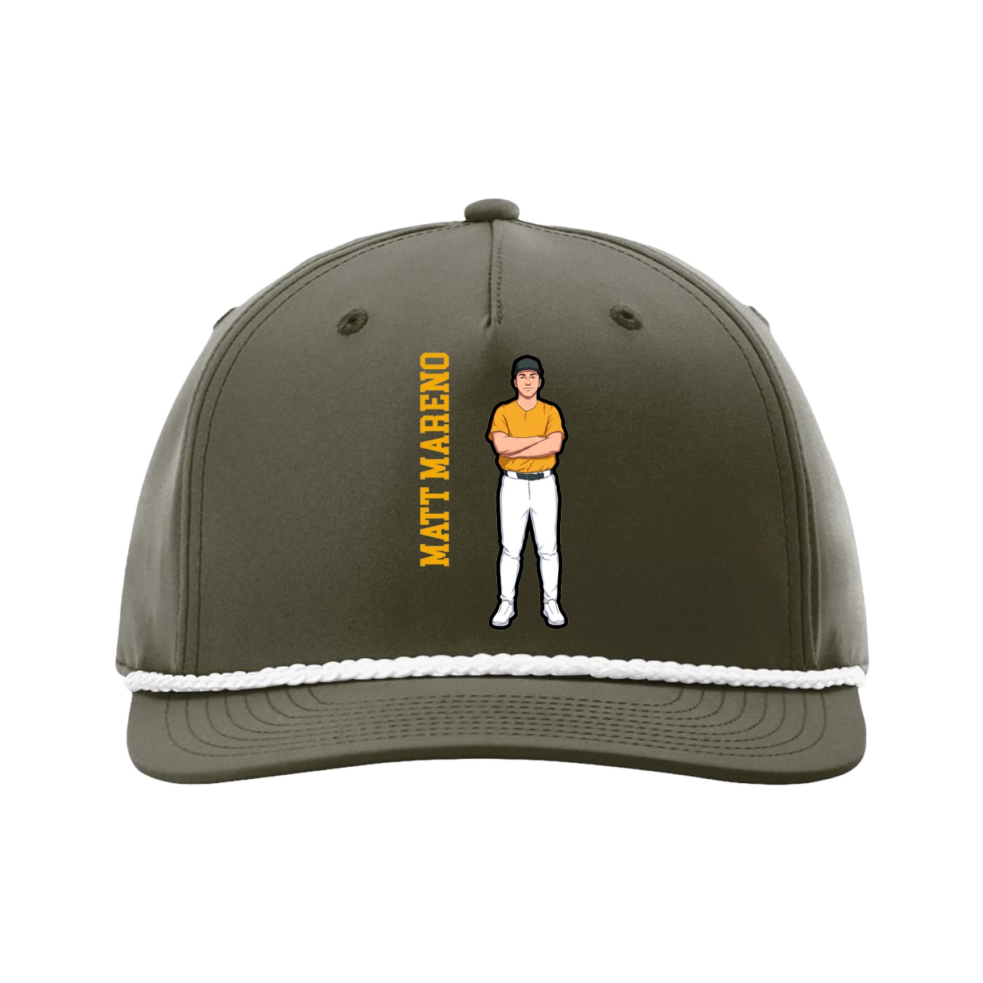 Five-Panel Classic Rope Cap — Name Vertical in Green