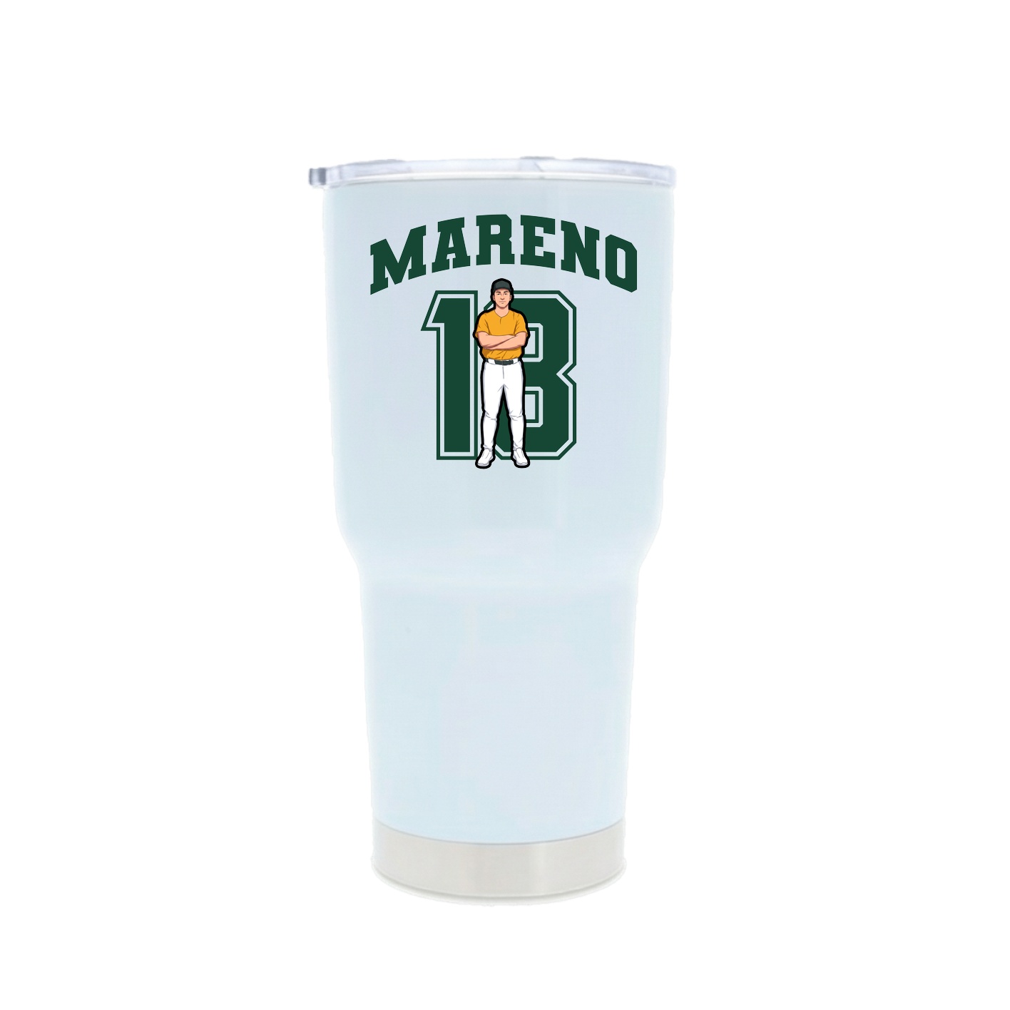 30oz Stainless Steel Tumbler — Number in White
