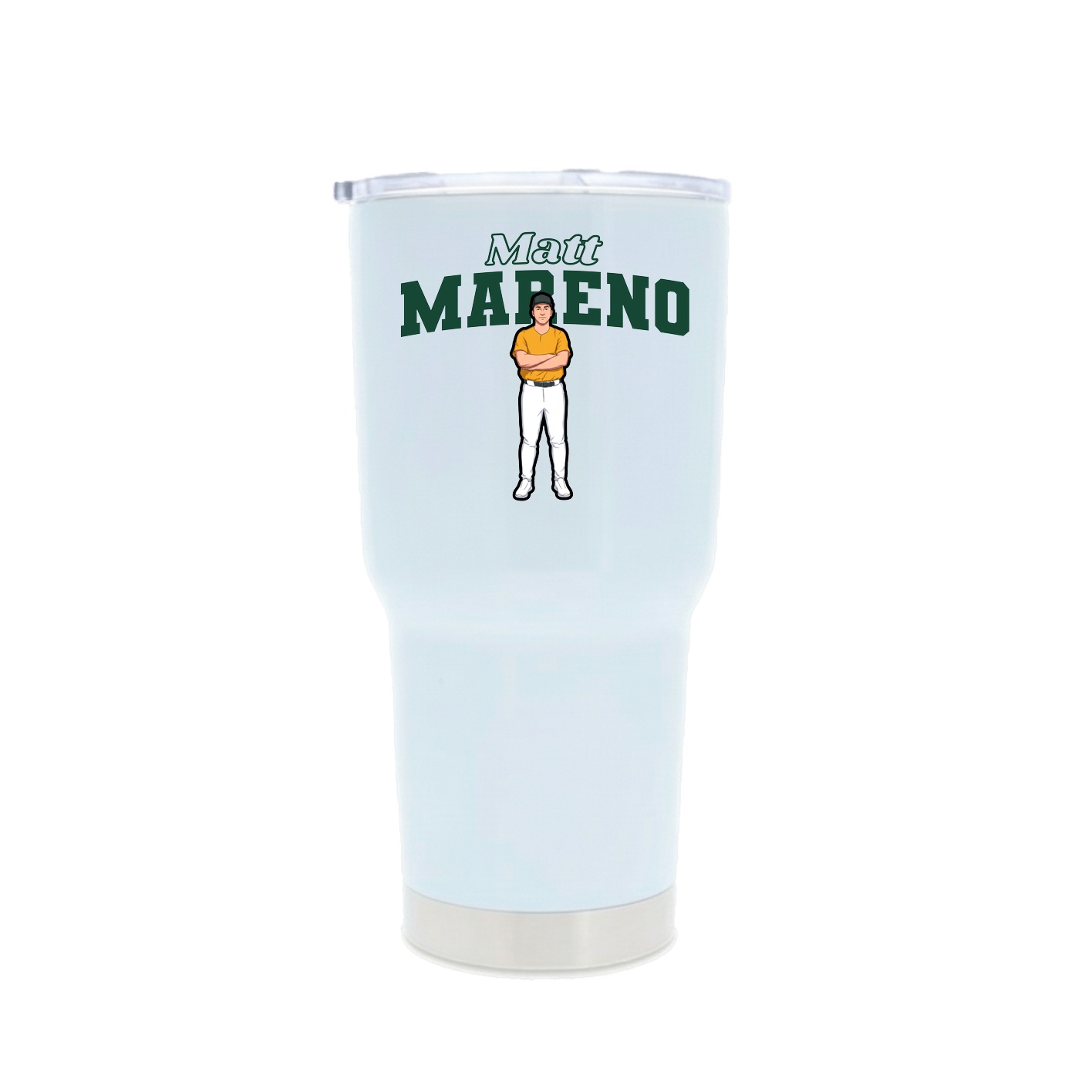 30oz Stainless Steel Tumbler — Name Arch in White