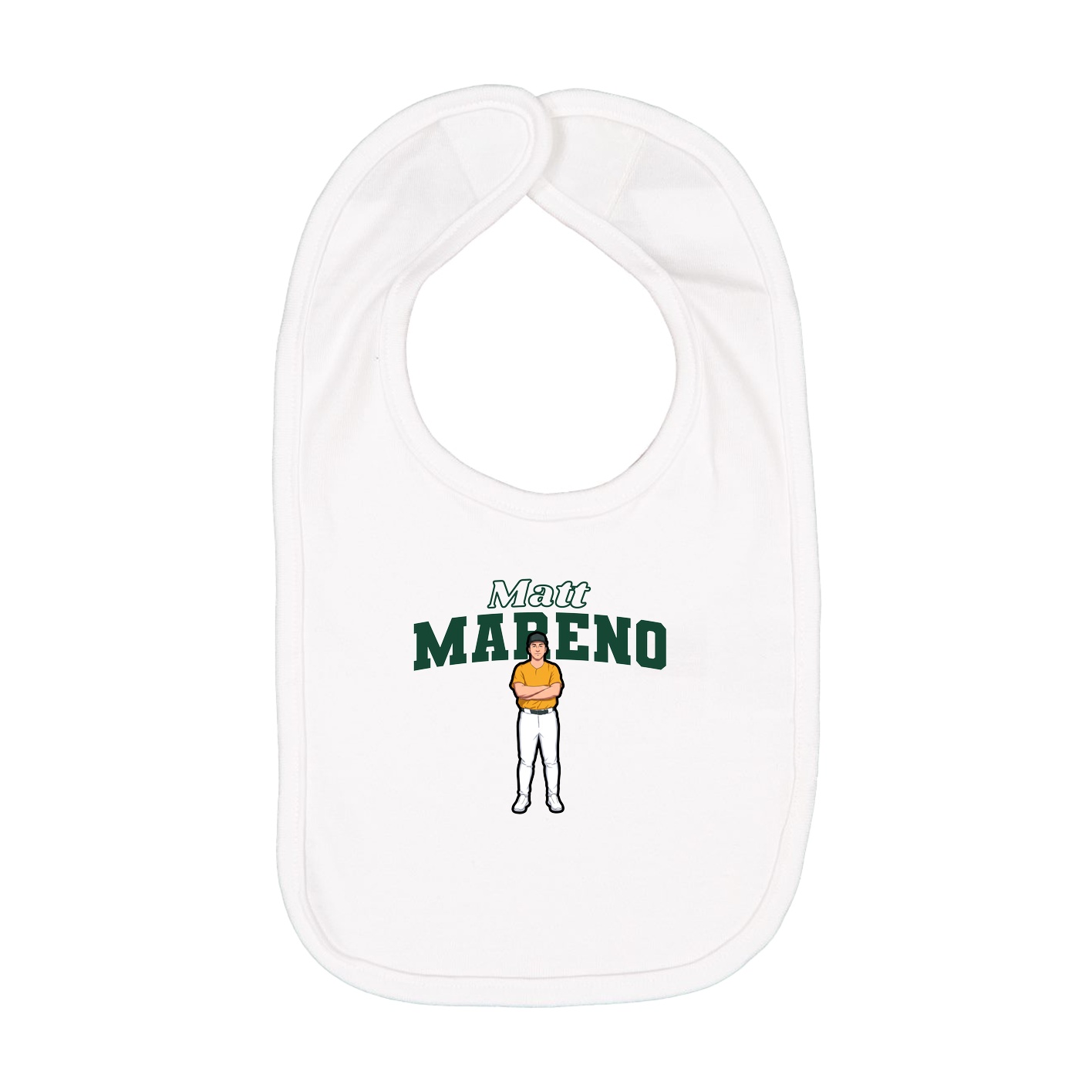 Infant Bib — Name Arch in White