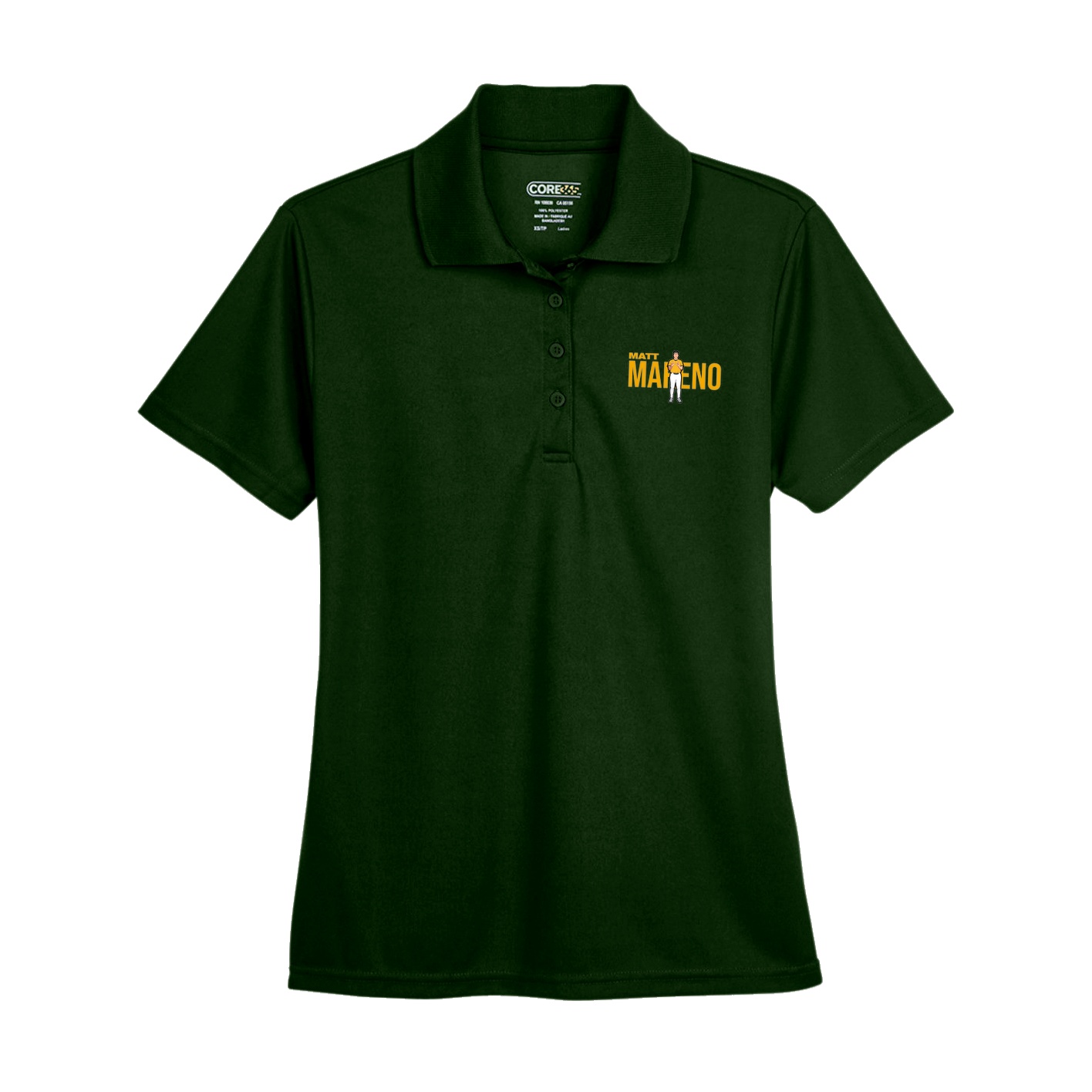 Womens Performance Polo — Player Name in Green