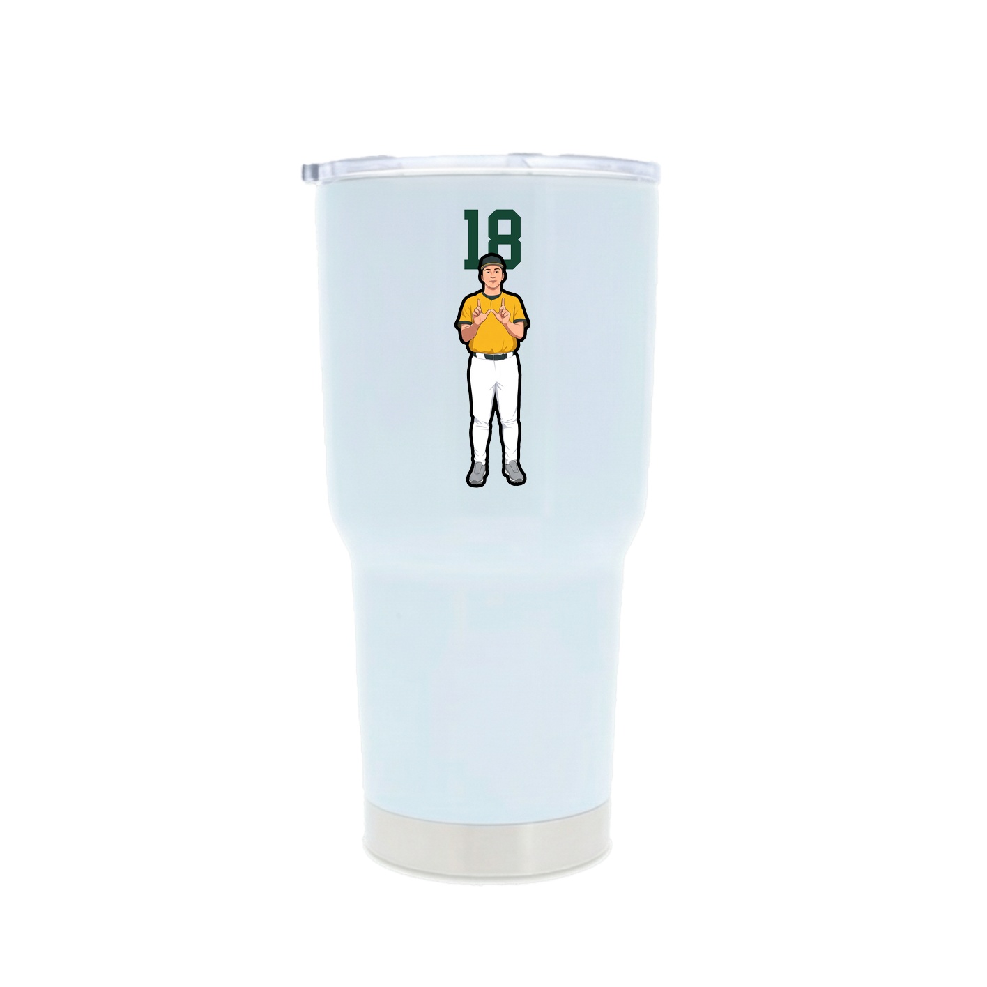 30oz Stainless Steel Tumbler — Number Top in White