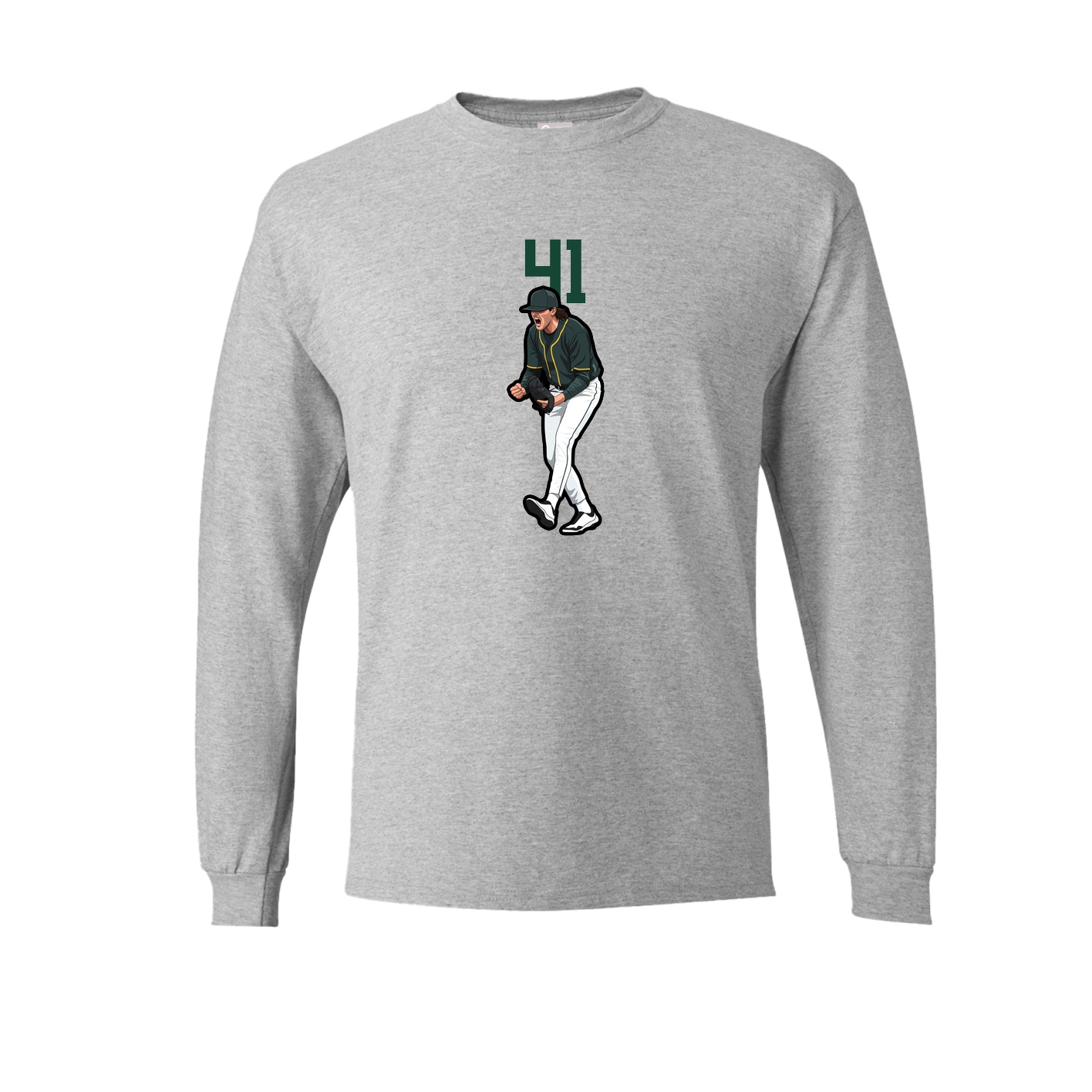Long Sleeve Tee — Number Top in Grey