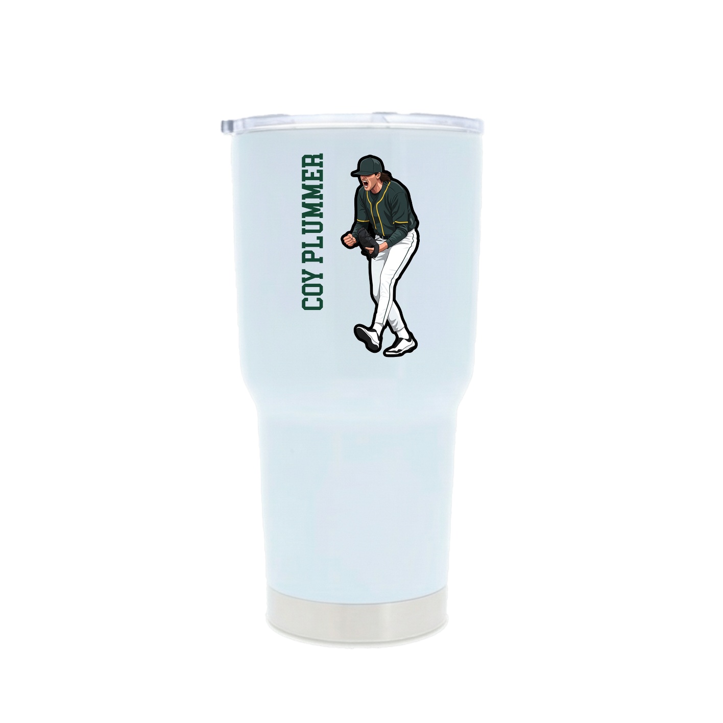 30oz Stainless Steel Tumbler — Name Vertical in White