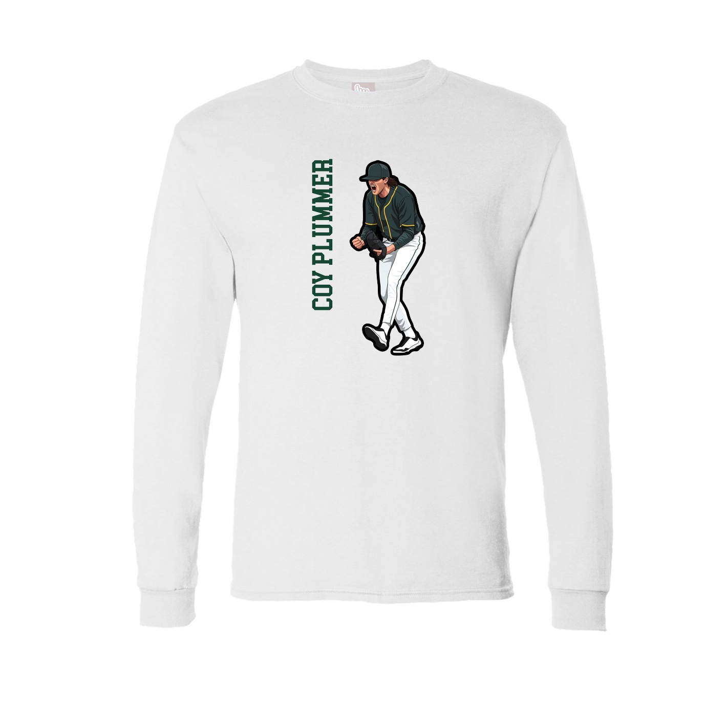 Long Sleeve Tee — Name Vertical in White