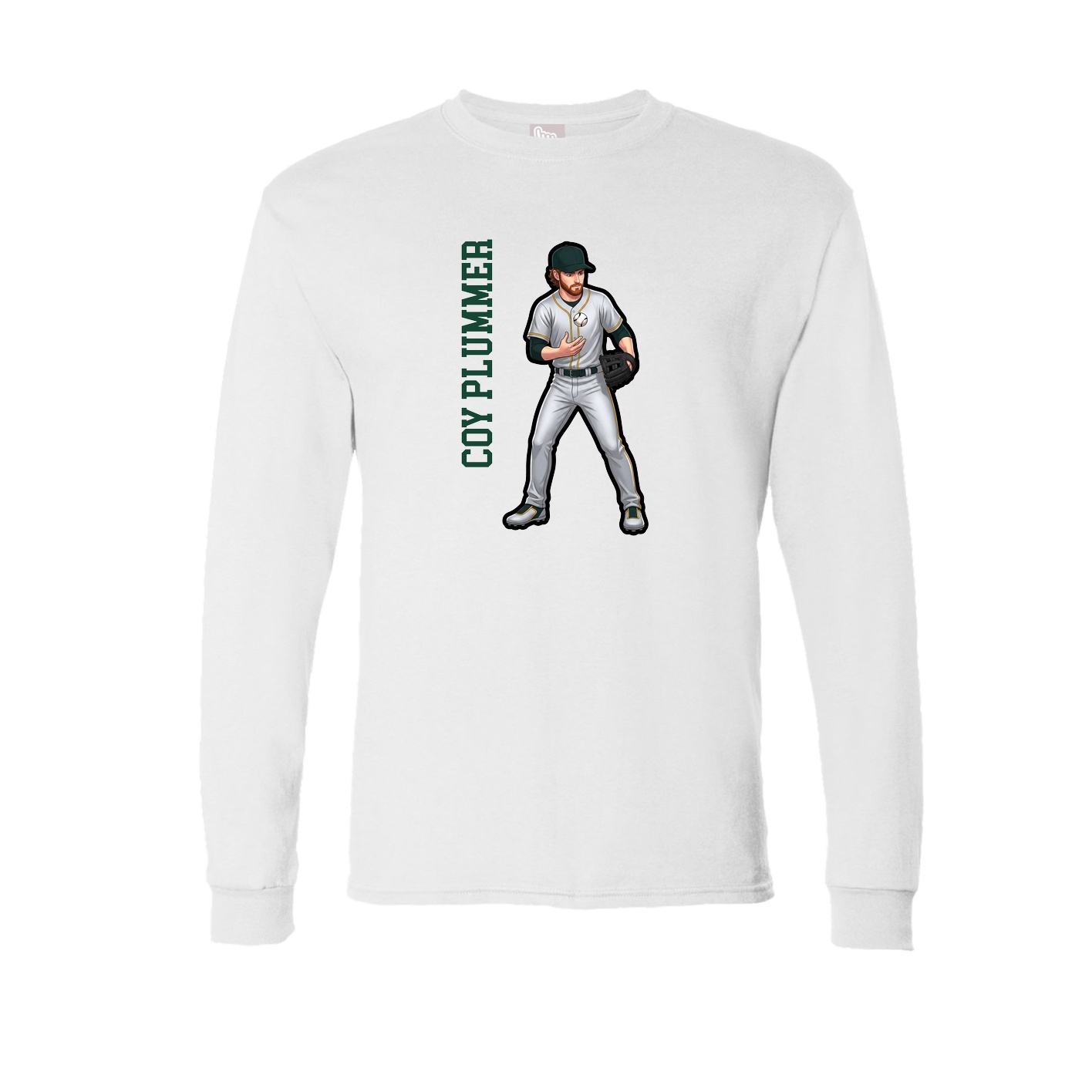 Long Sleeve Tee — Name Vertical in White