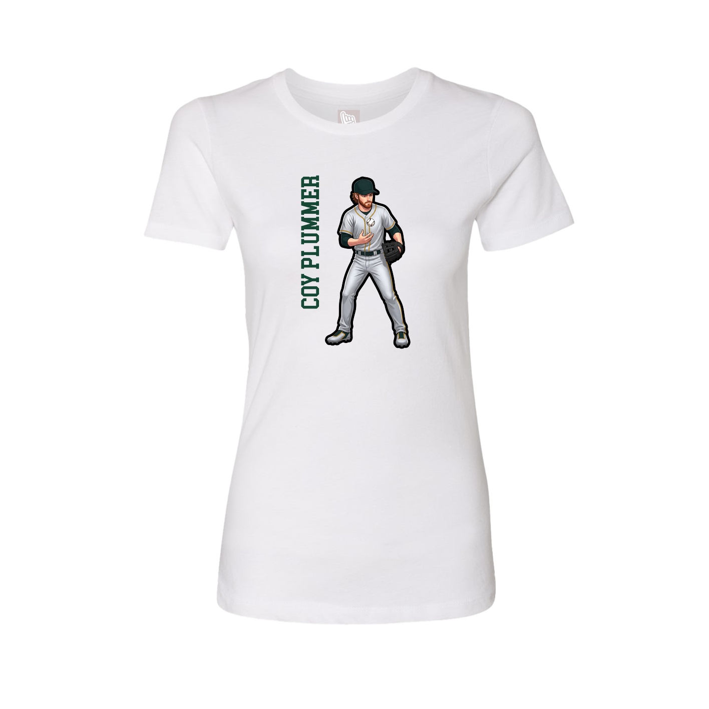 Fitted Women's Tee — Name Vertical in White
