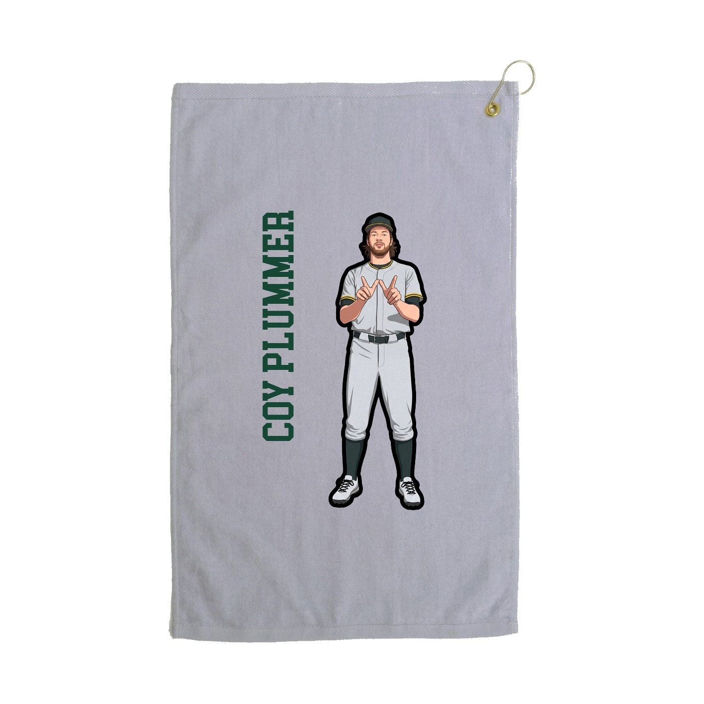 Golf Towel — Name Vertical in Grey