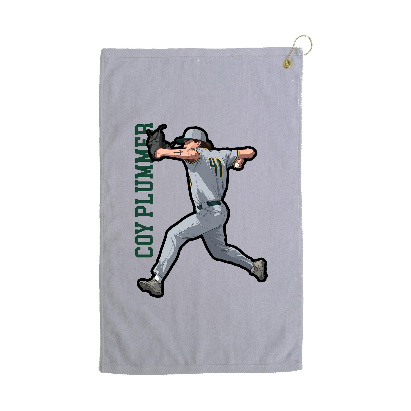 Golf Towel — Name Vertical in Grey