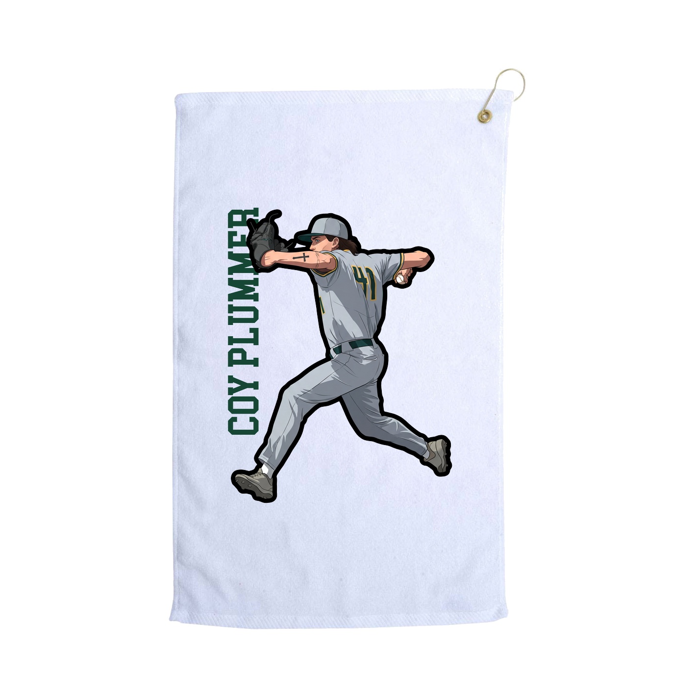 Golf Towel — Name Vertical in White