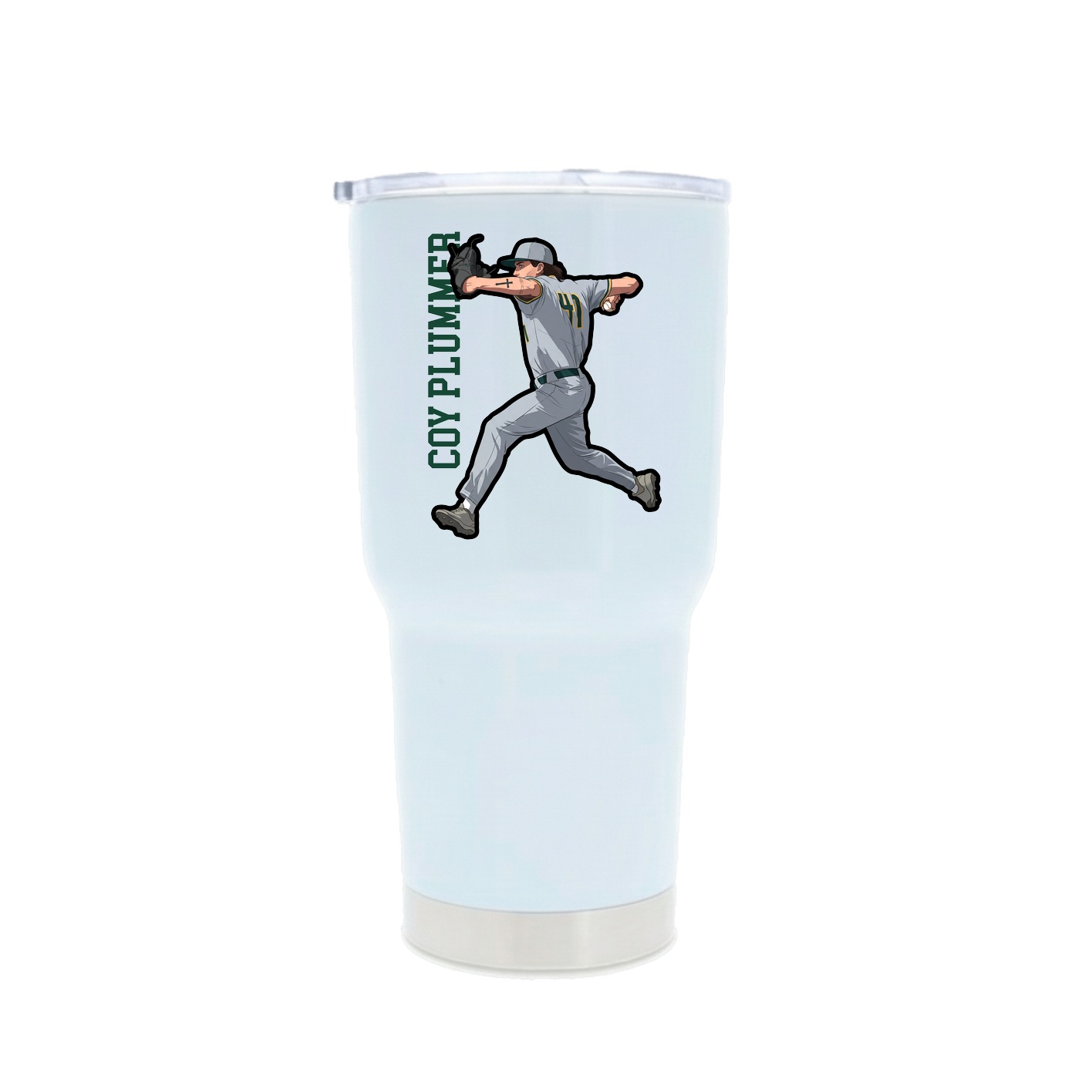 30oz Stainless Steel Tumbler — Name Vertical in White