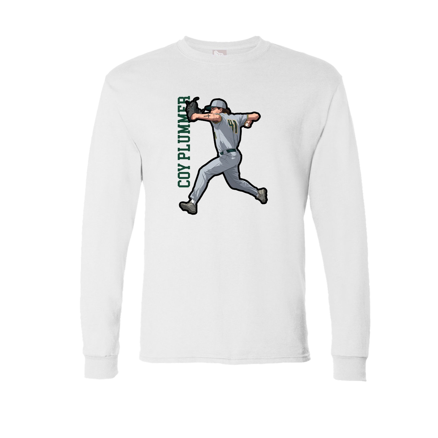 Long Sleeve Tee — Name Vertical in White