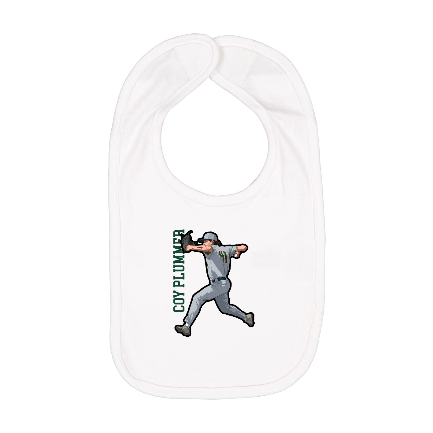 Infant Bib — Name Vertical in White