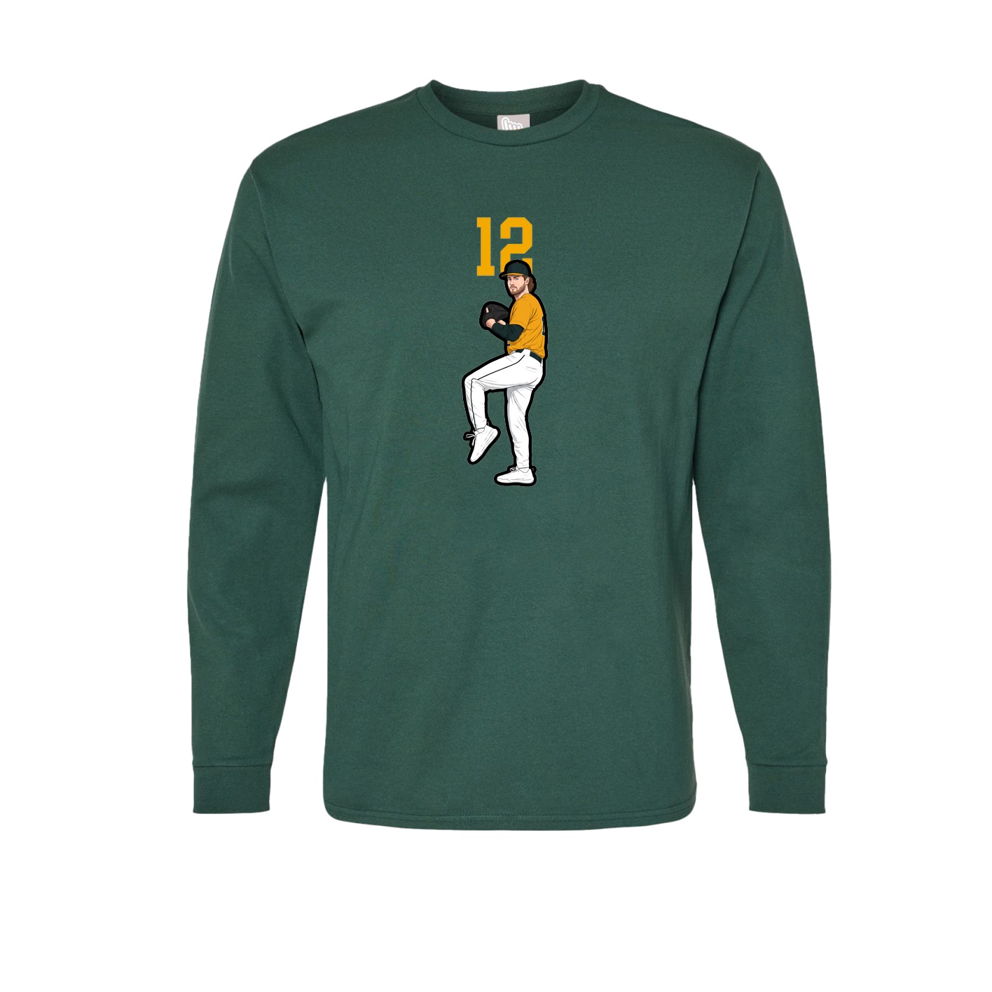 Long Sleeve Tee — Number Top in Green