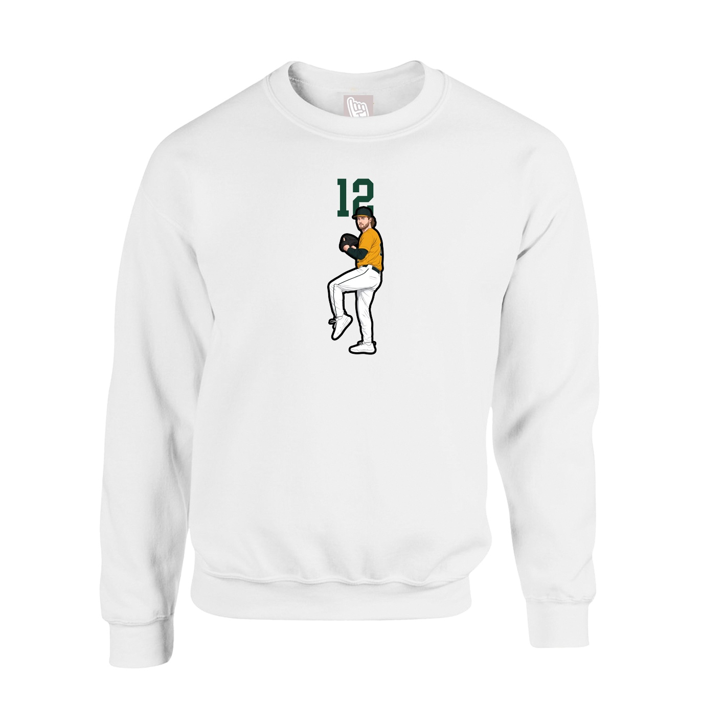 Fleece Crew — Number Top in White