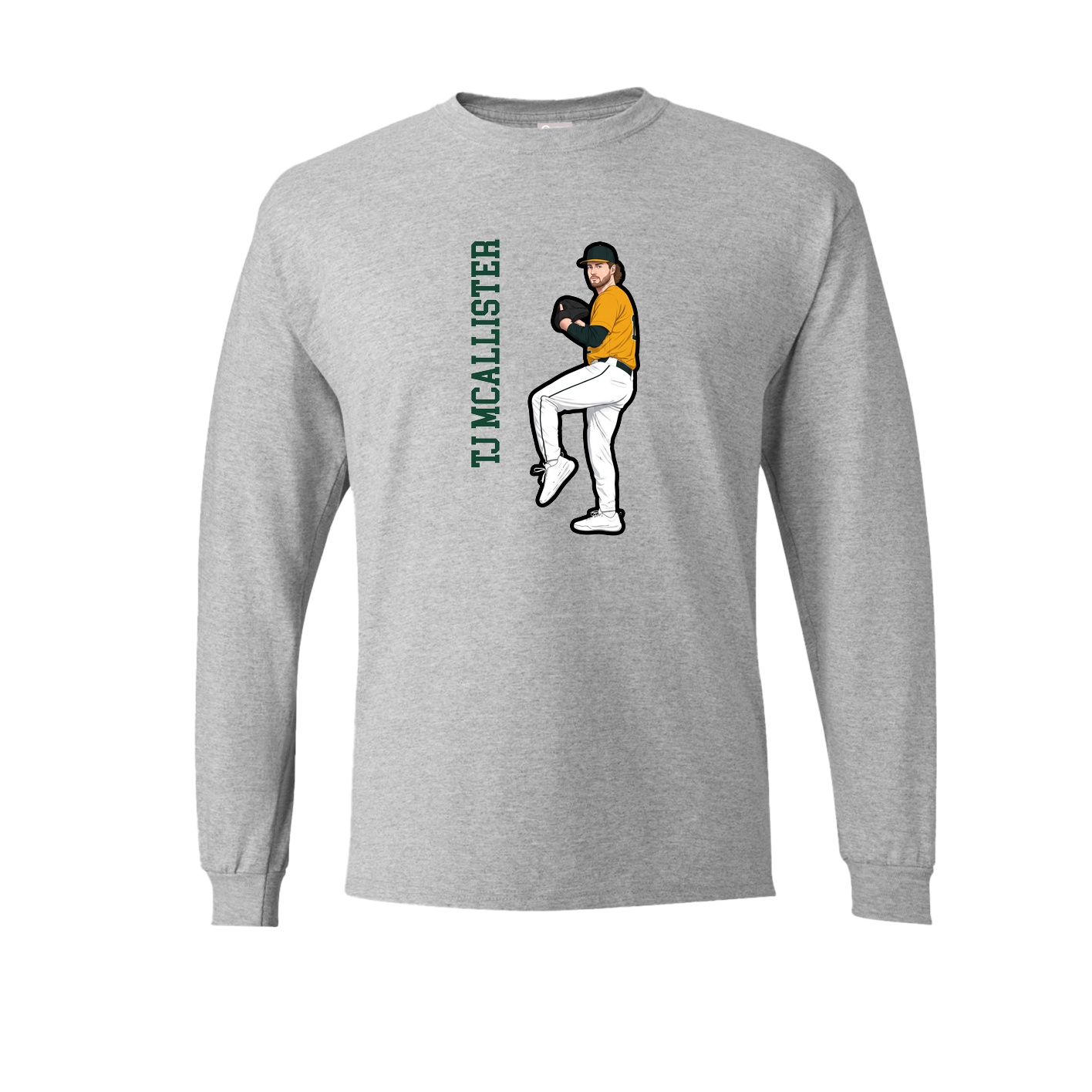 Long Sleeve Tee — Name Vertical in Grey