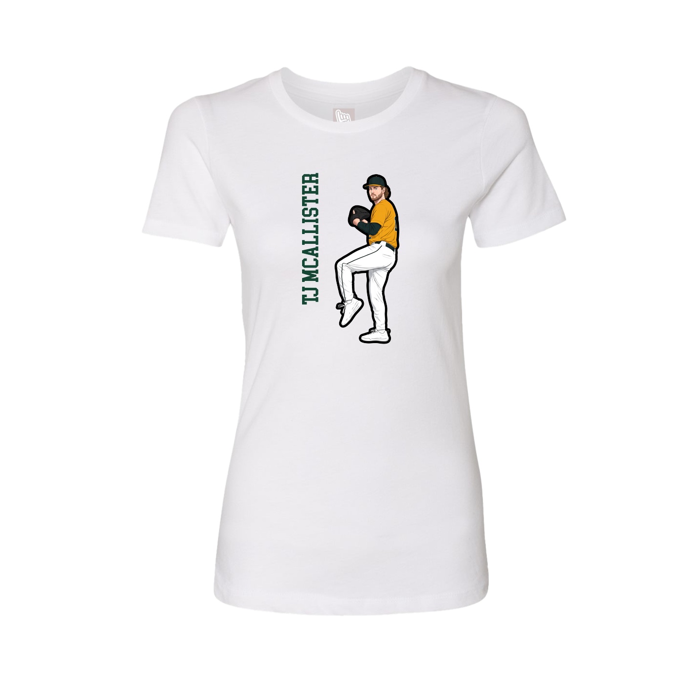 Fitted Women's Tee — Name Vertical in White