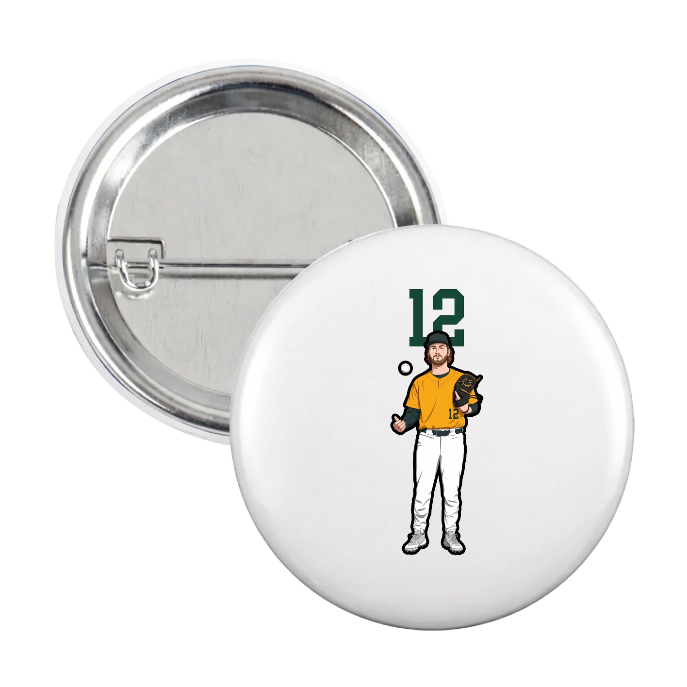 Game Day Button — Number Top in White