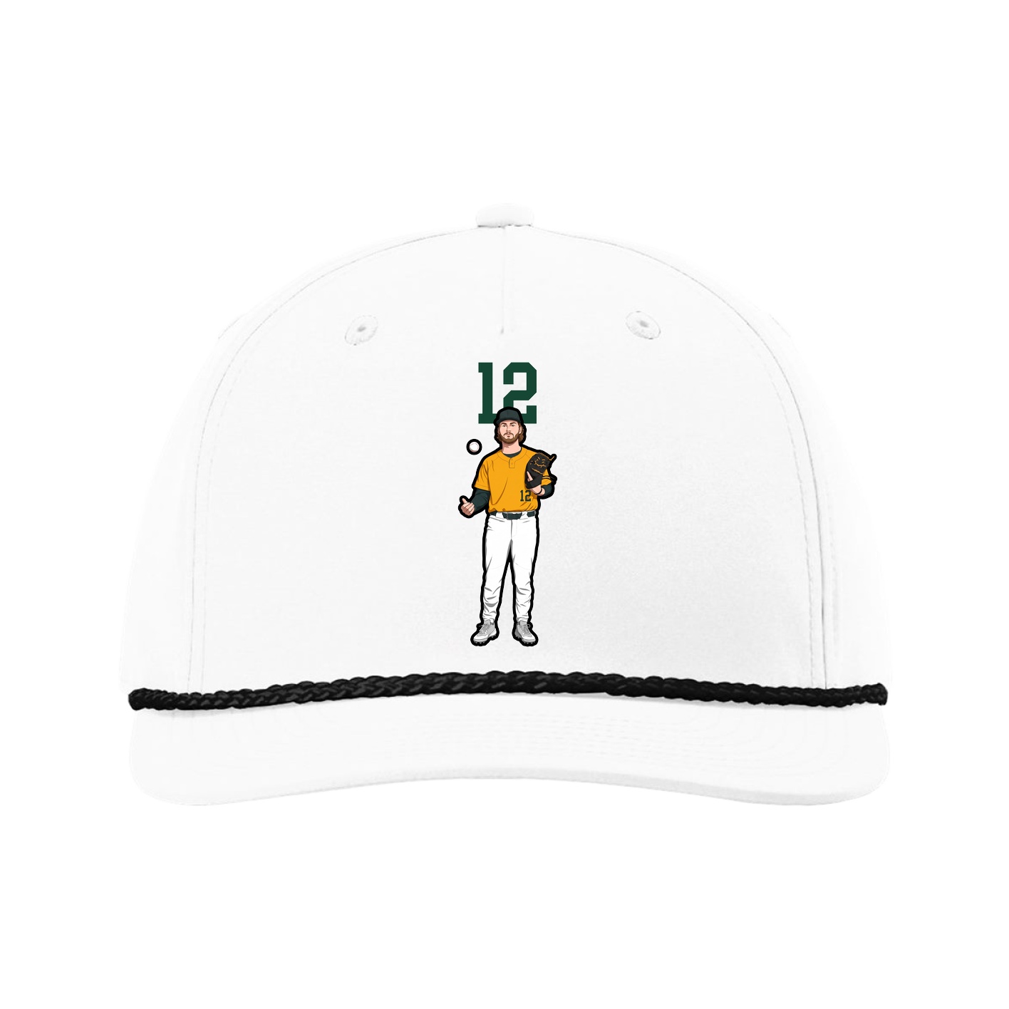 Five-Panel Classic Rope Cap — Number Top in White