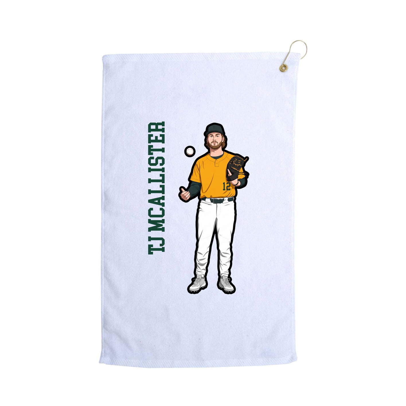 Golf Towel — Name Vertical in White