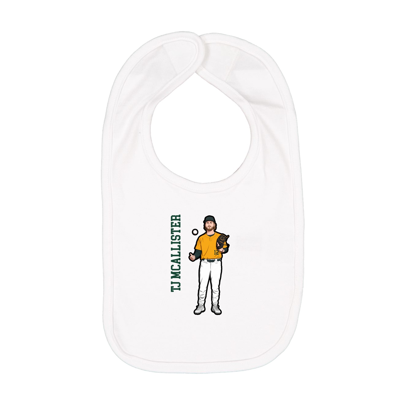 Infant Bib — Name Vertical in White