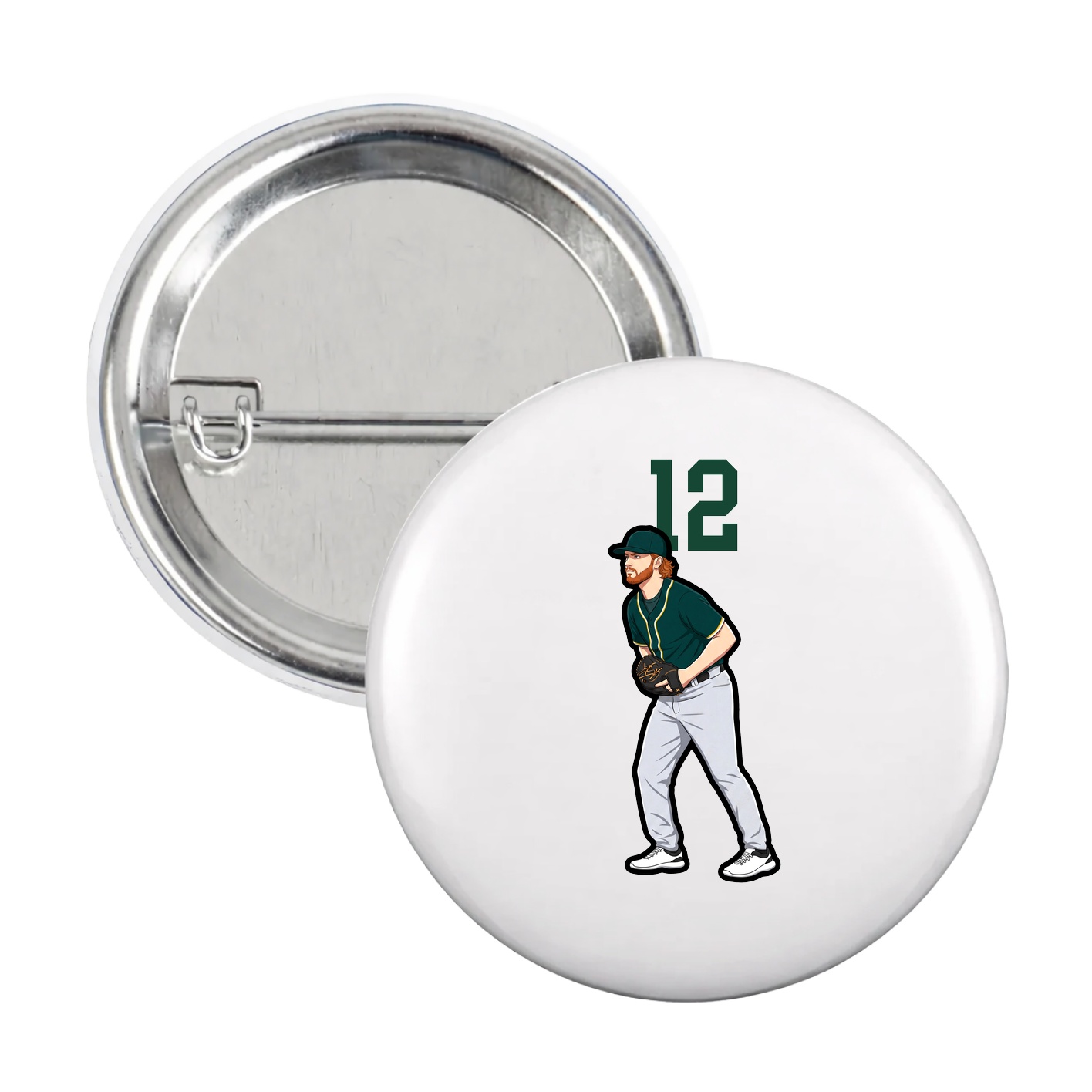 Game Day Button — Number Top in White