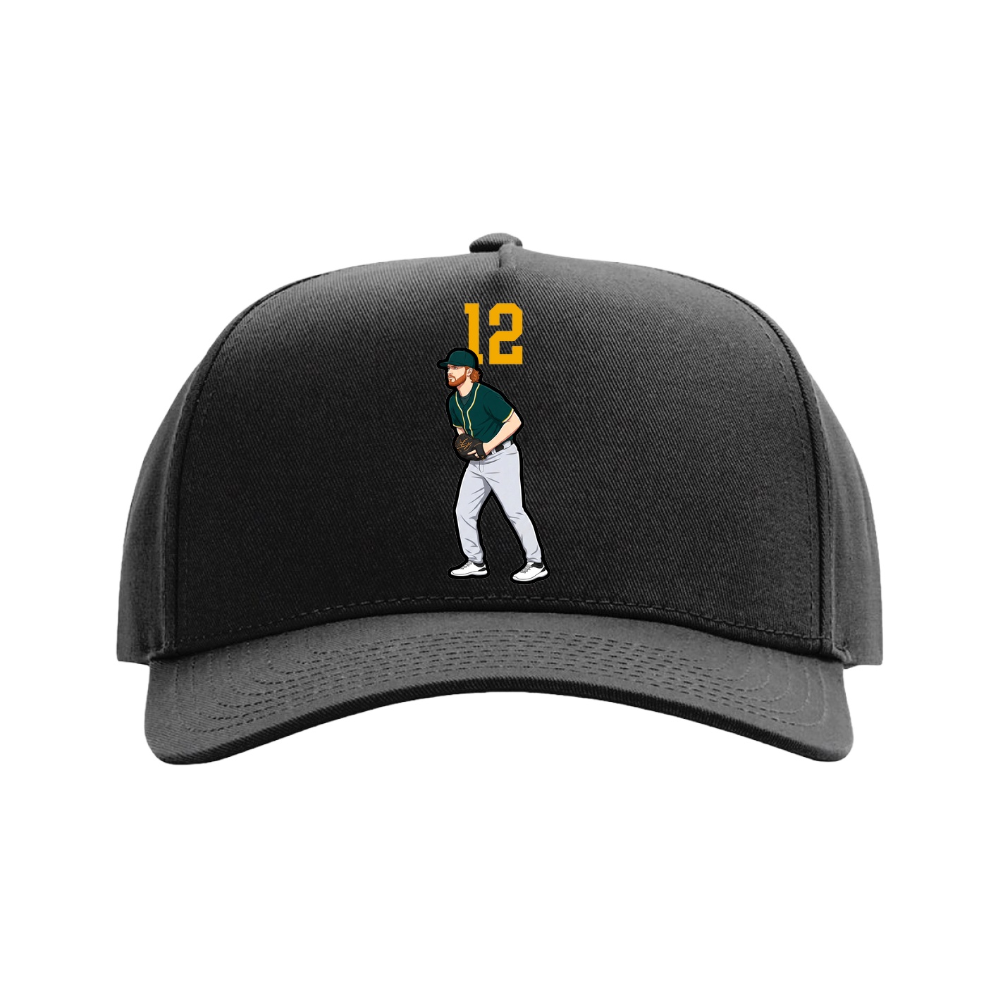 Full Fabric Five-Panel Champ Cap — Number Top in Black