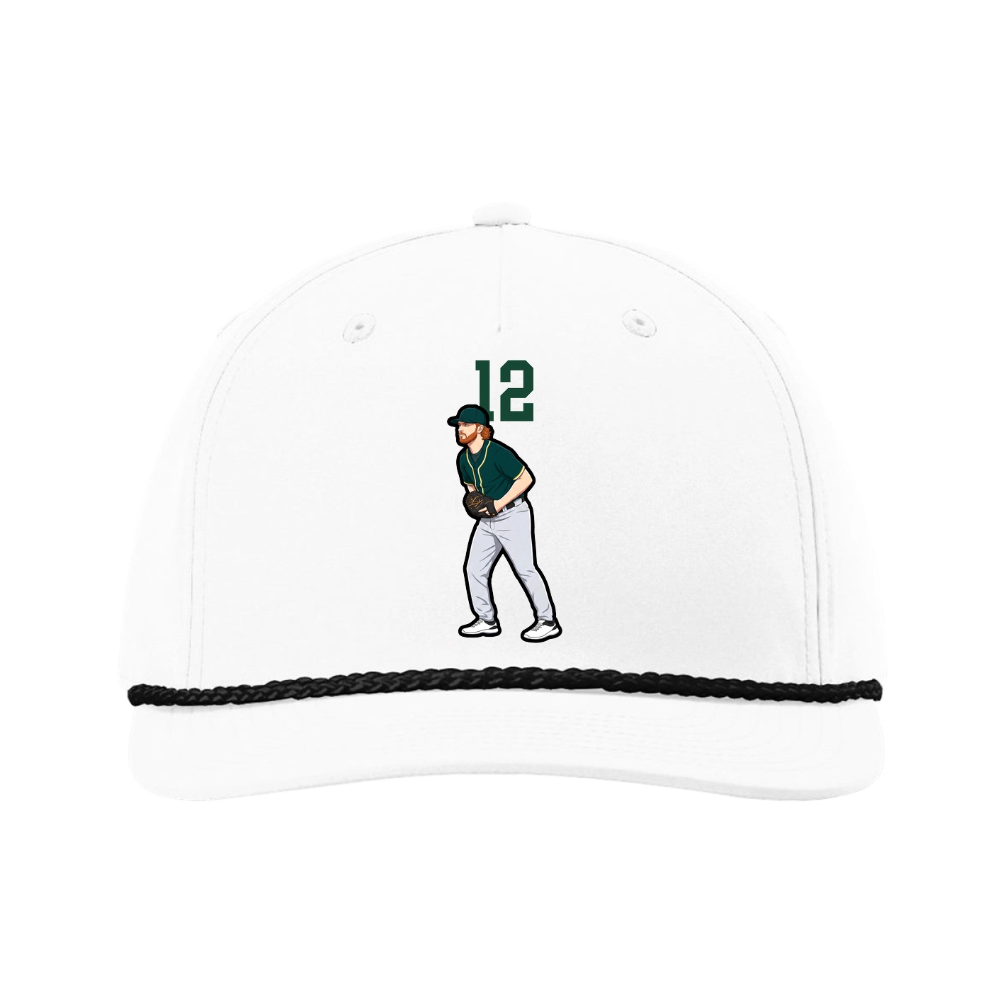 Five-Panel Classic Rope Cap — Number Top in White
