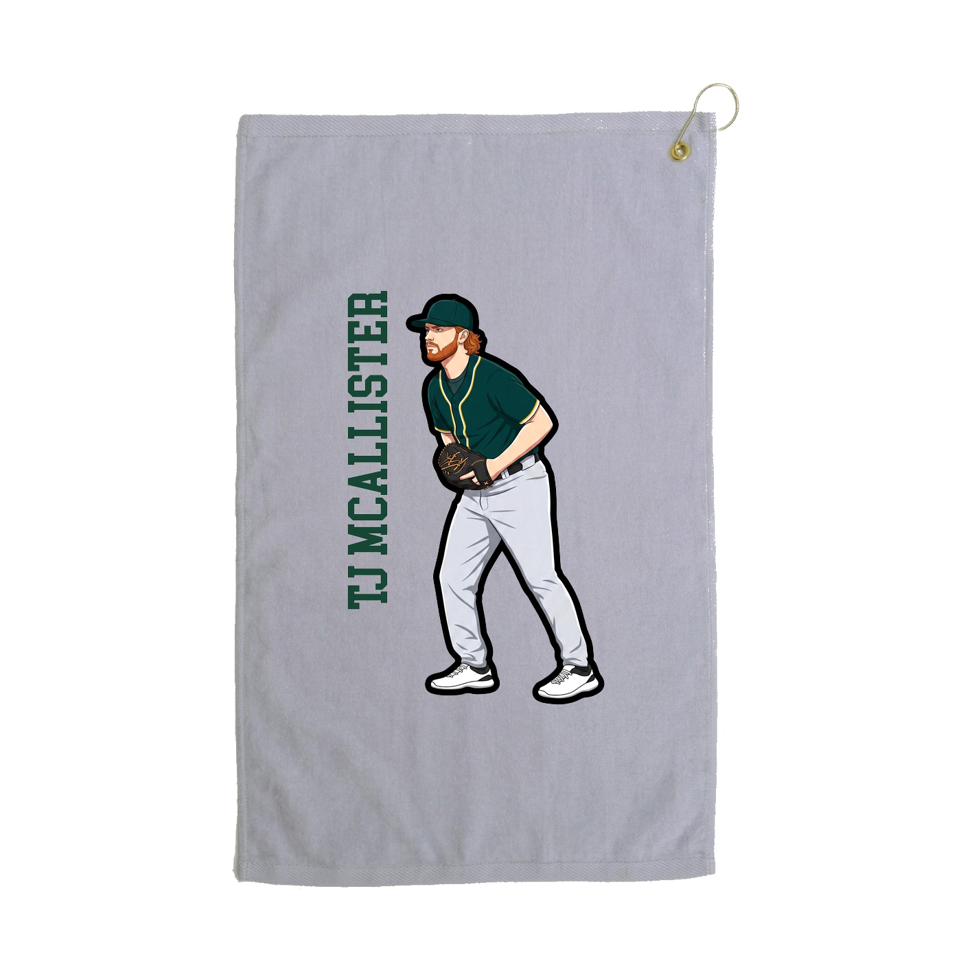 Golf Towel — Name Vertical in Grey