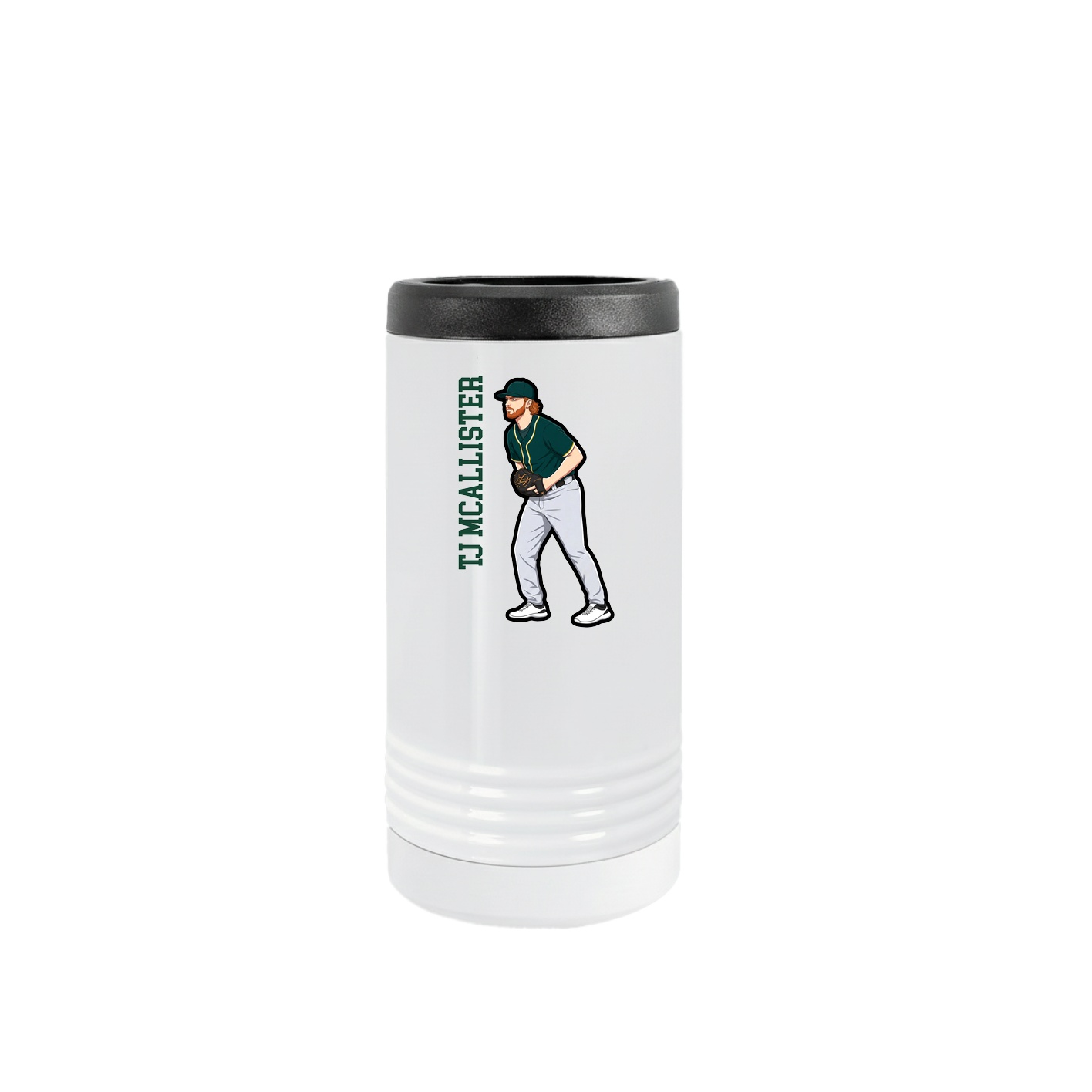Slim Beverage Holder — Name Vertical in White