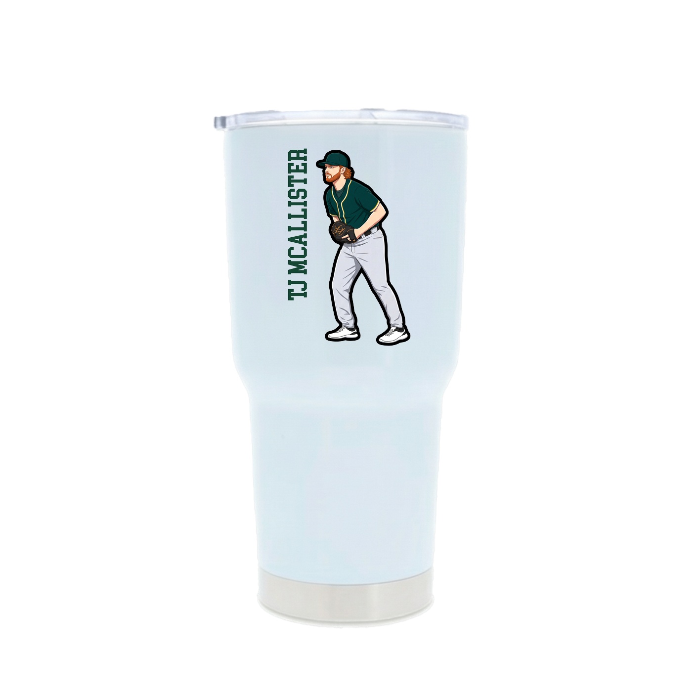 30oz Stainless Steel Tumbler — Name Vertical in White