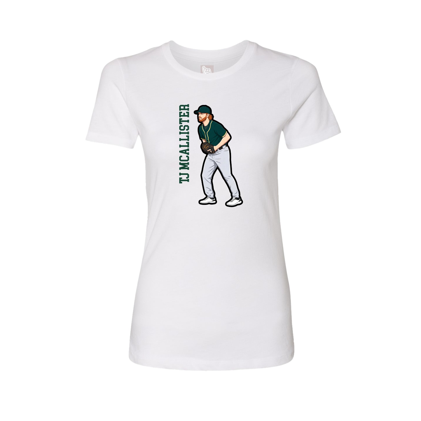 Womens Tee — Name Vertical in White
