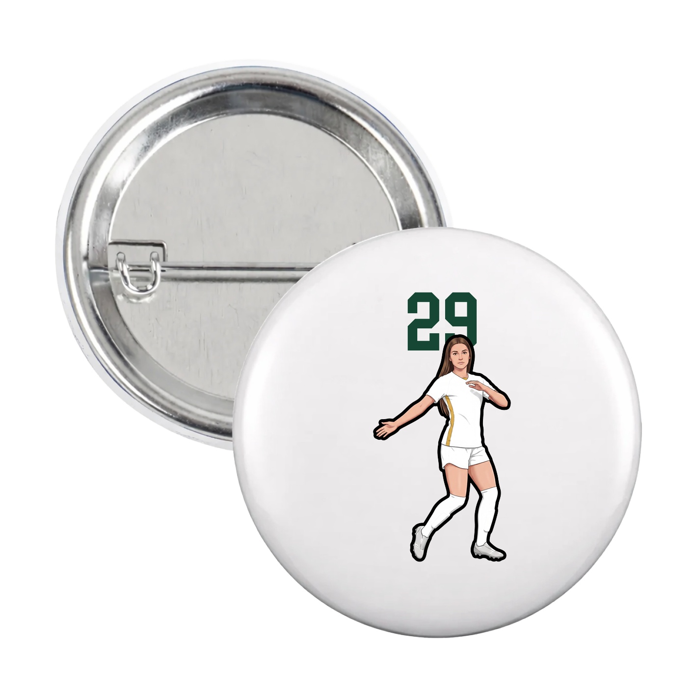 Game Day Button — Number Top in White