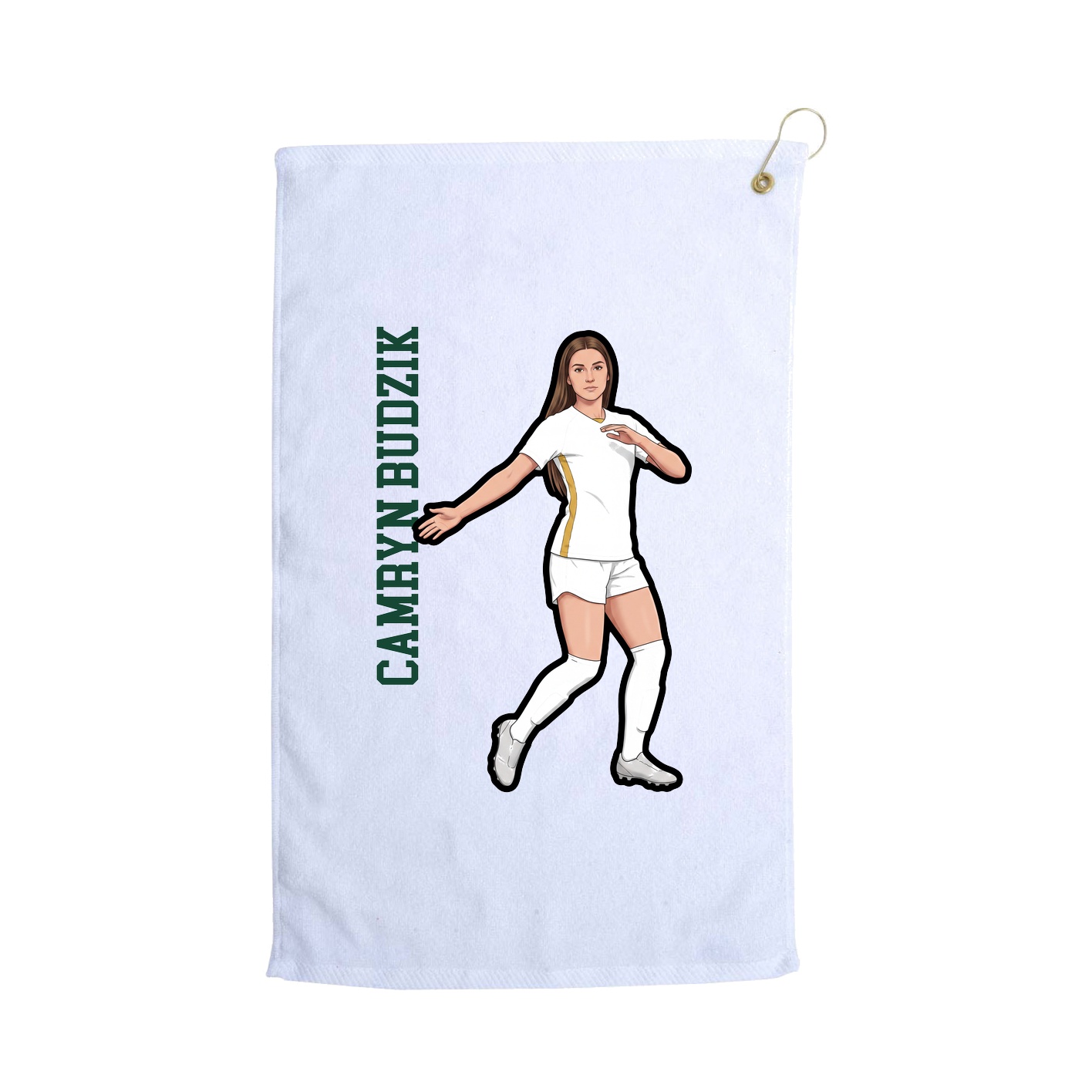 Golf Towel — Name Vertical in White