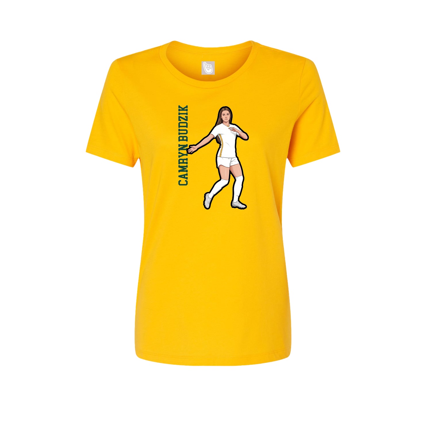 Fitted Women's Tee — Name Vertical in Gold
