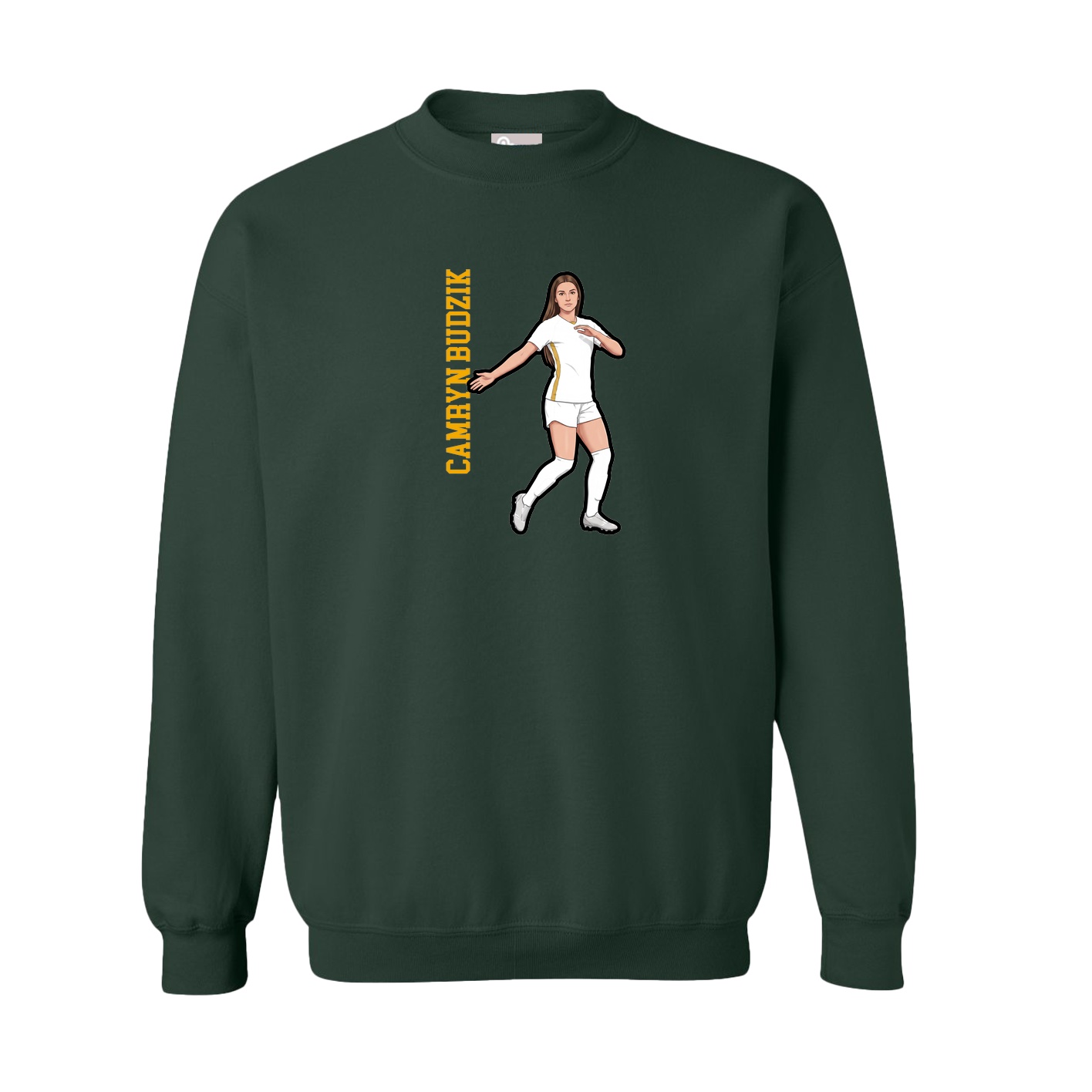 Fleece Crew — Name Vertical in Green