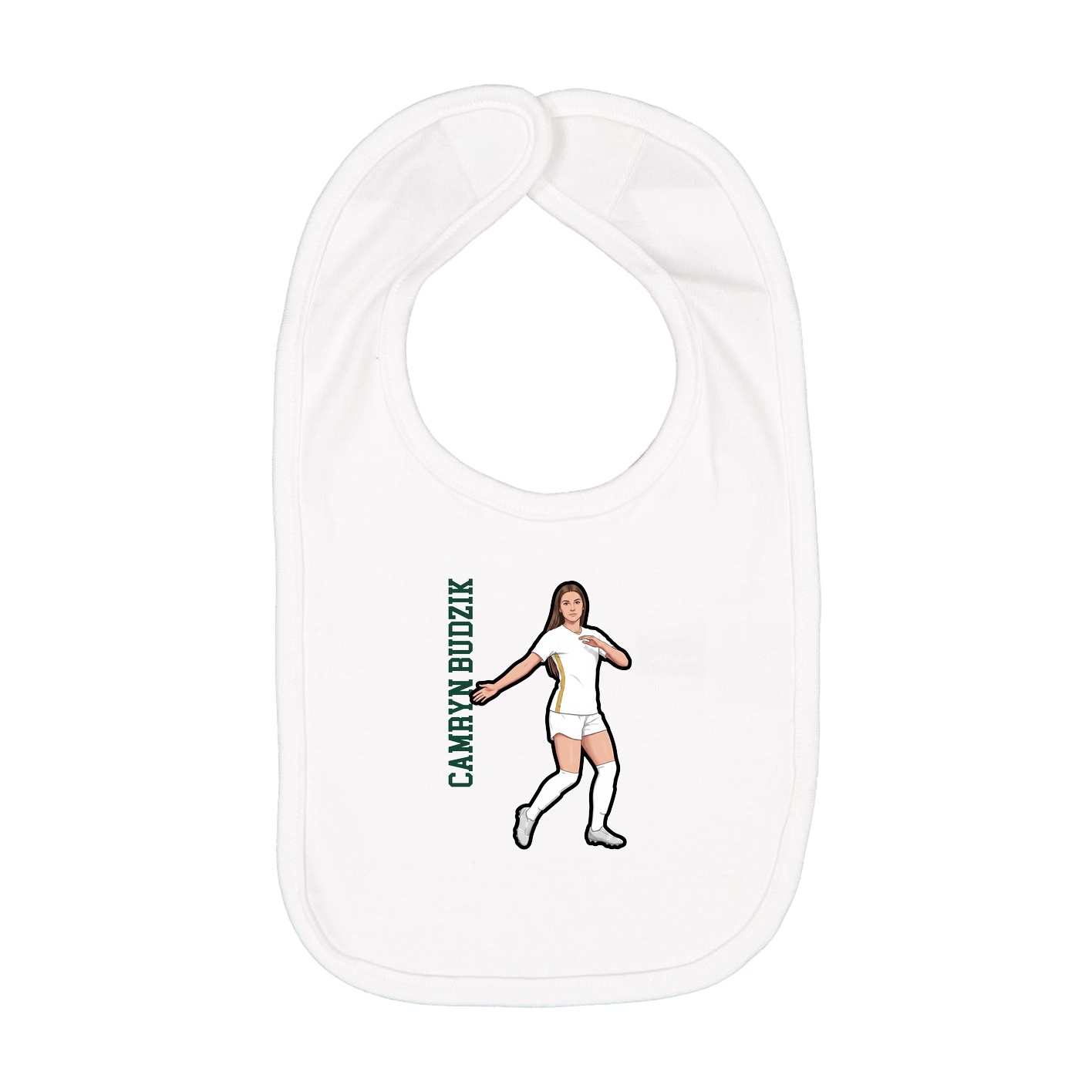 Infant Bib — Name Vertical in White