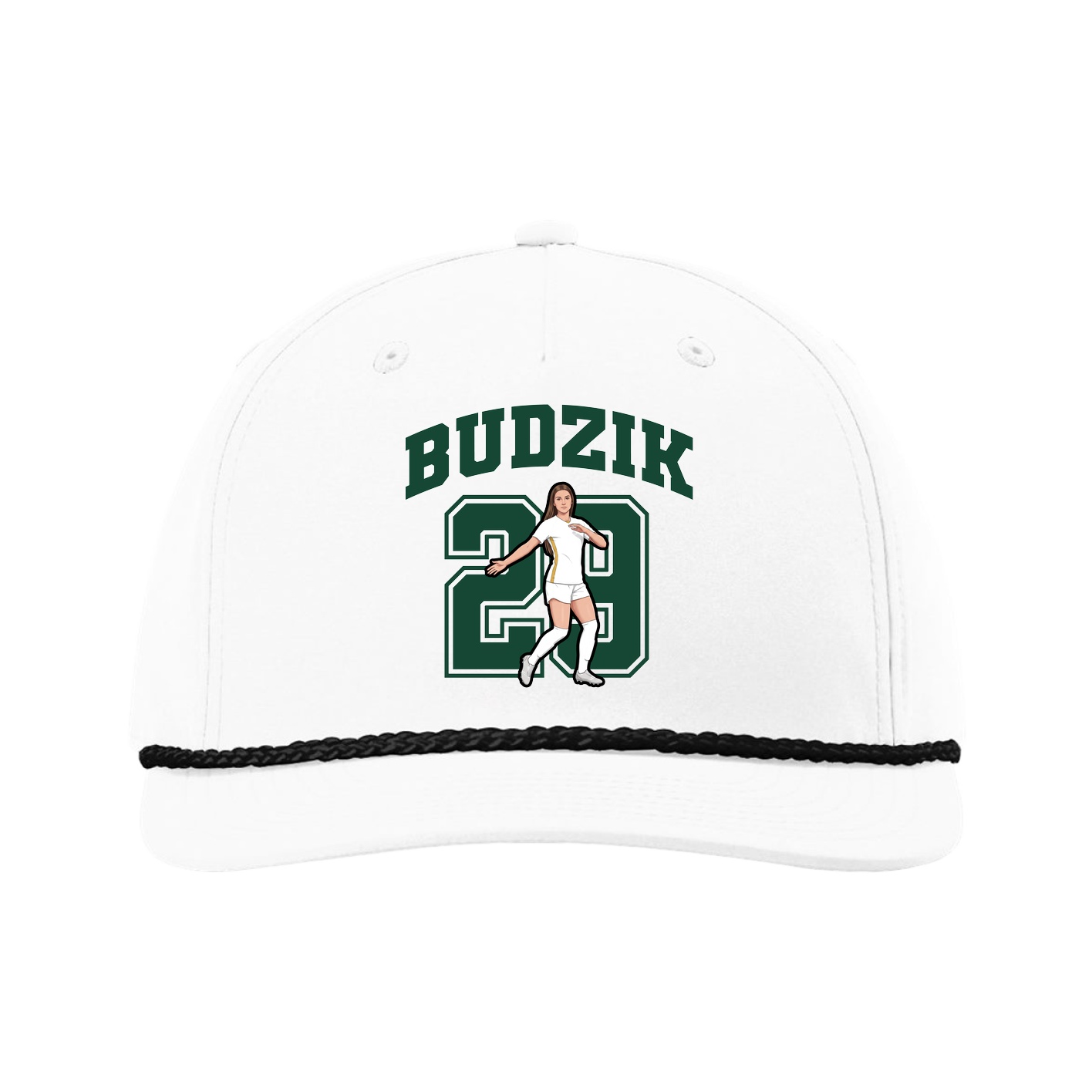 Five-Panel Classic Rope Cap — Number in White