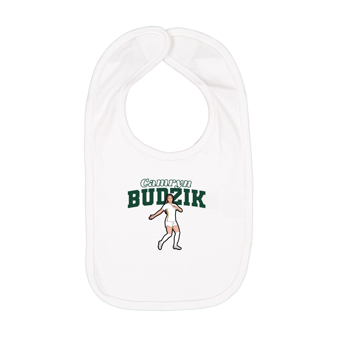 Infant Bib — Name Arch in White