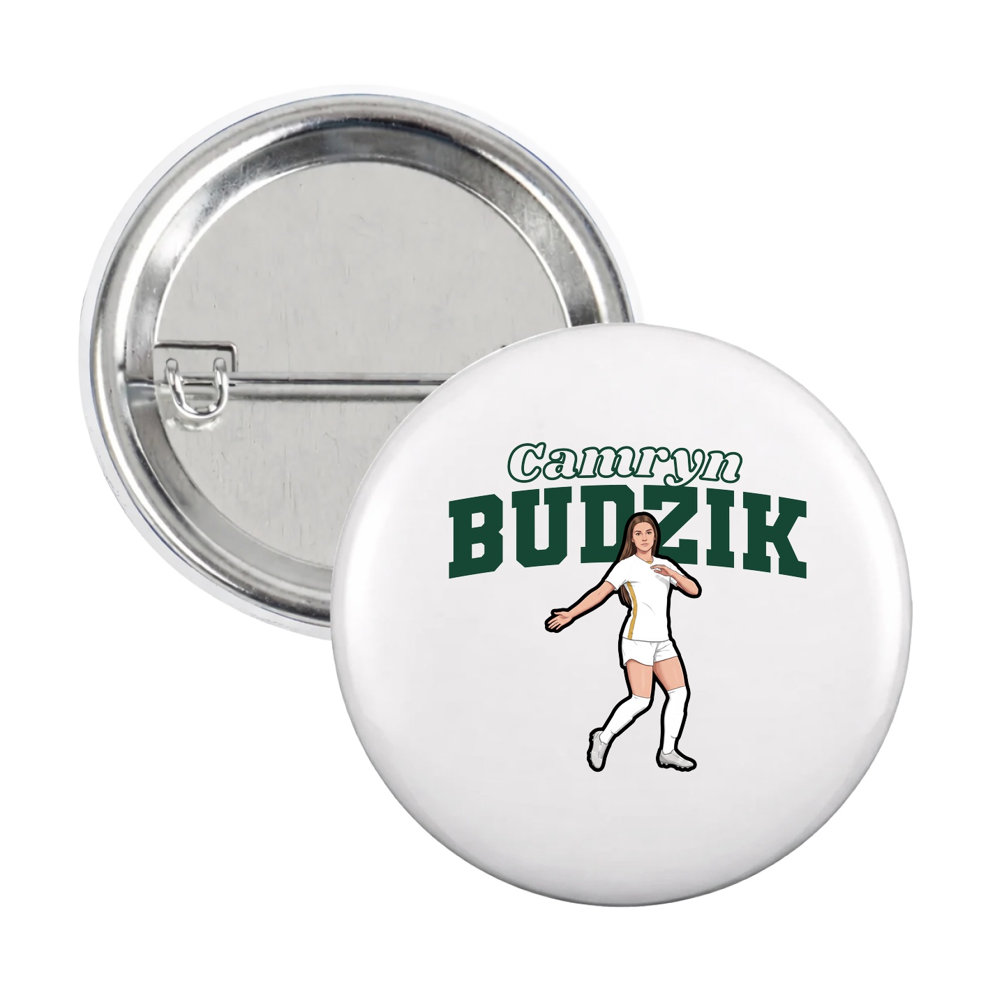 Game Day Button — Name Arch in White