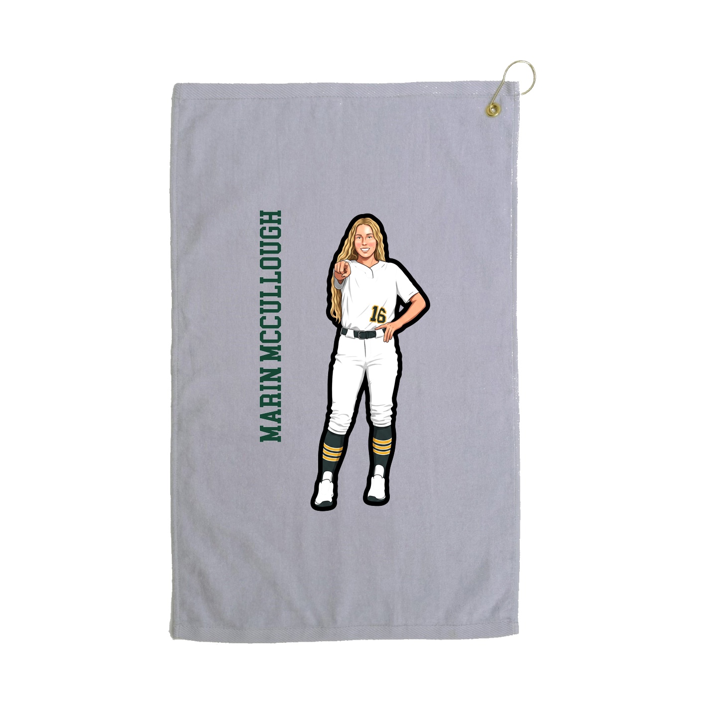 Golf Towel — Name Vertical in Grey