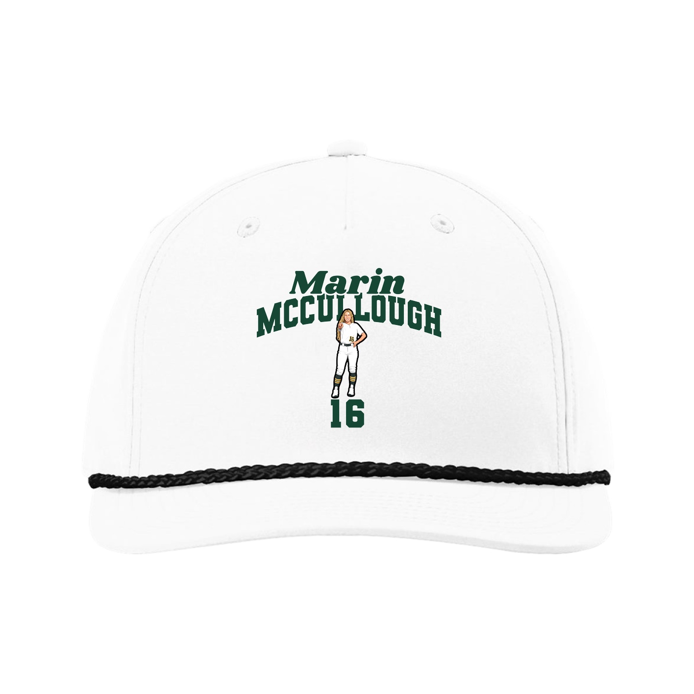 Five-Panel Classic Rope Cap — Signature Arch in White