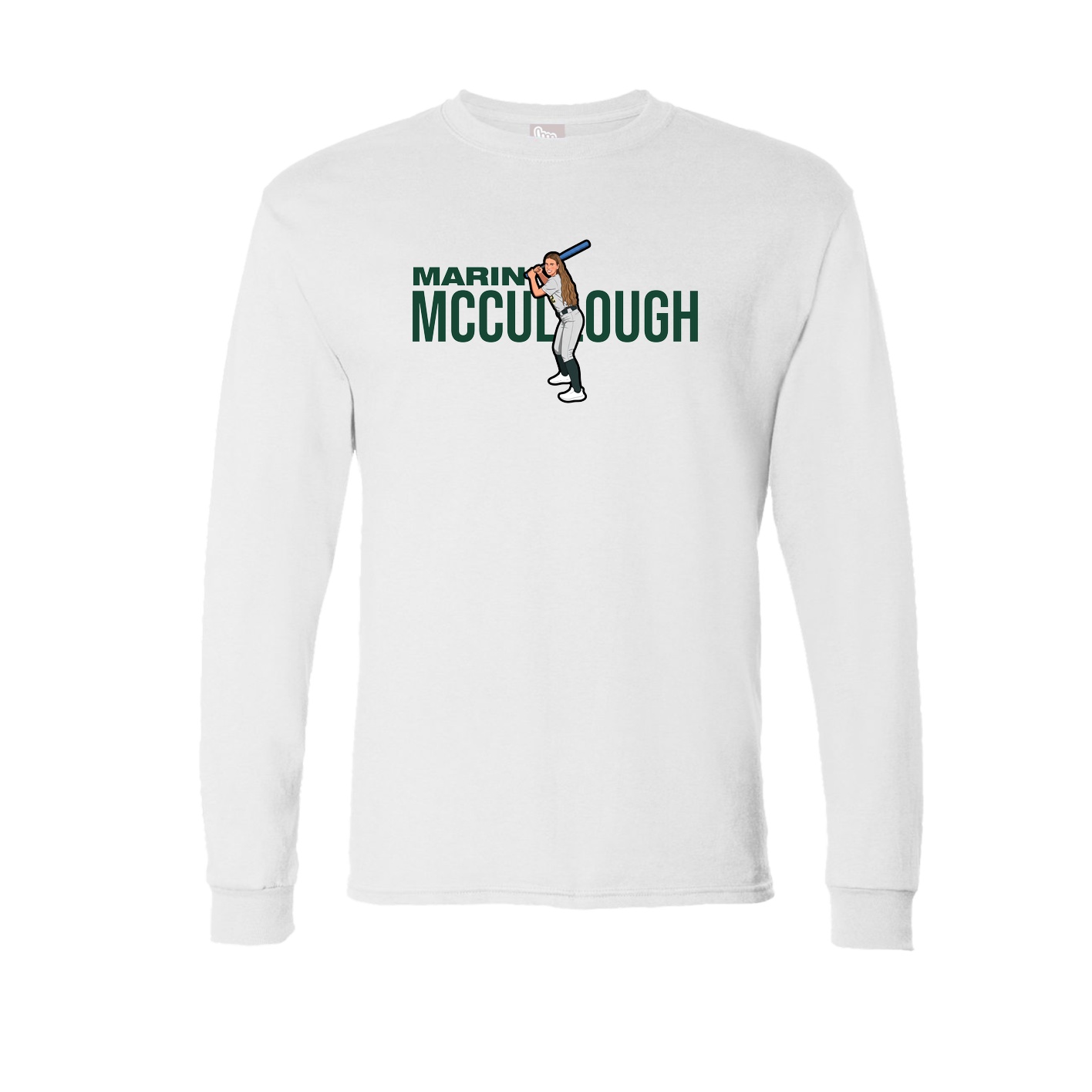 Long Sleeve Tee — Player Name in White