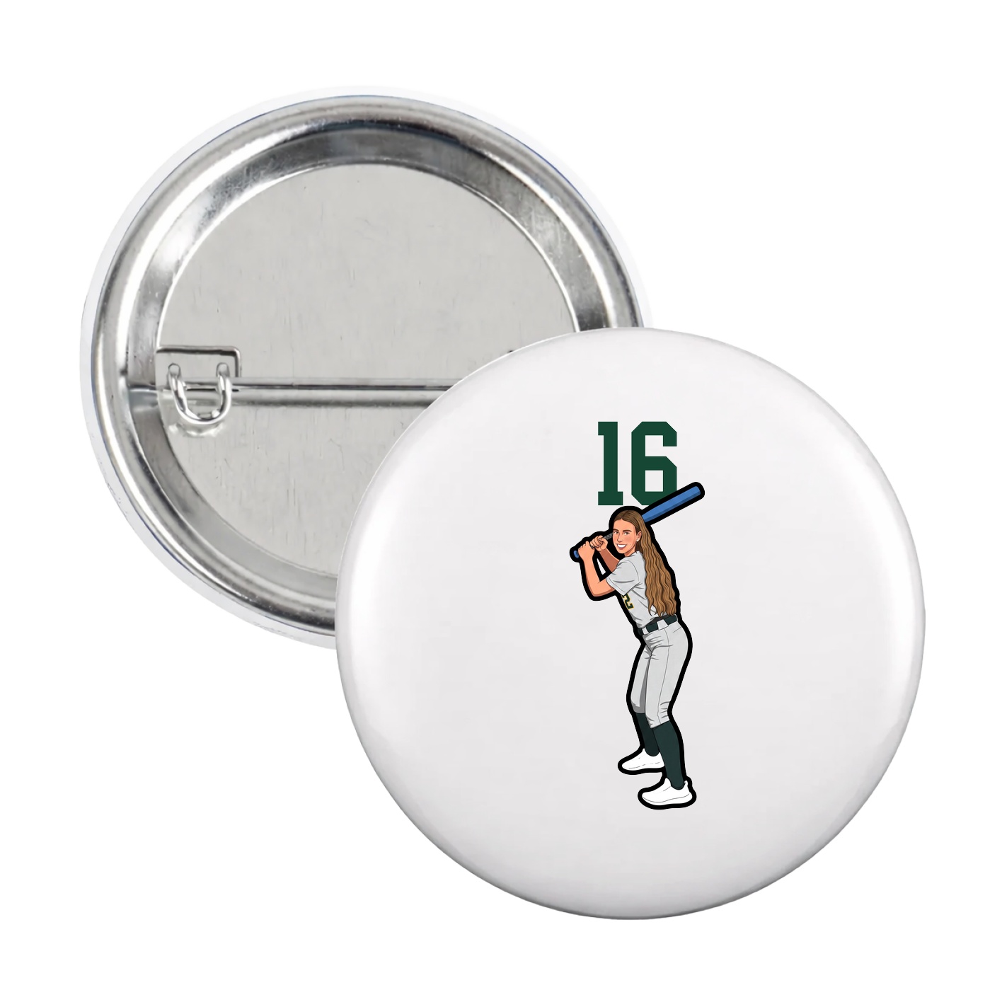 Game Day Button — Number Top in White
