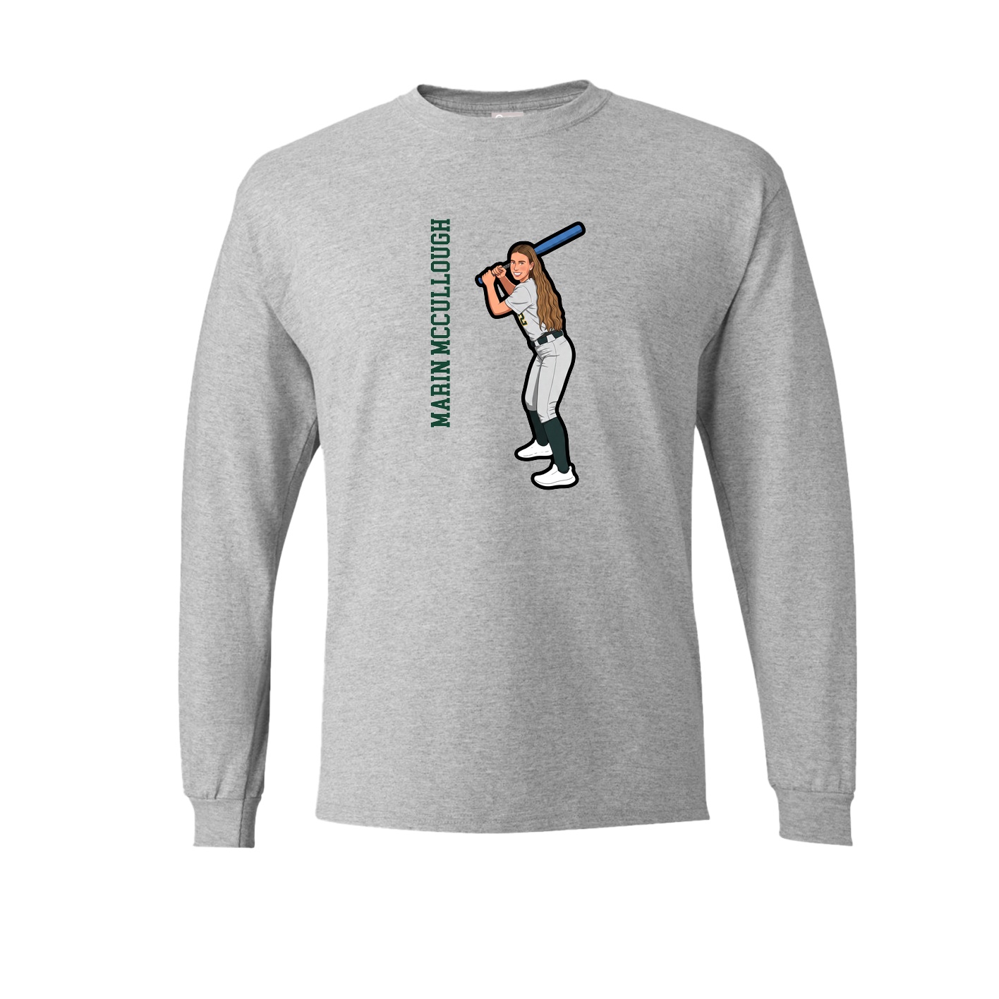Long Sleeve Tee — Name Vertical in Grey