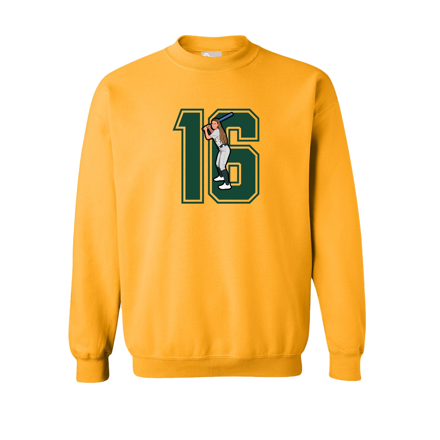 Fleece Crew — Number in Gold